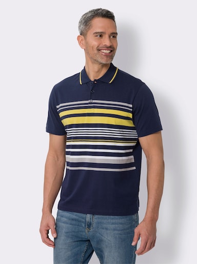 Poloshirt - marine/zonnegeel bedrukt