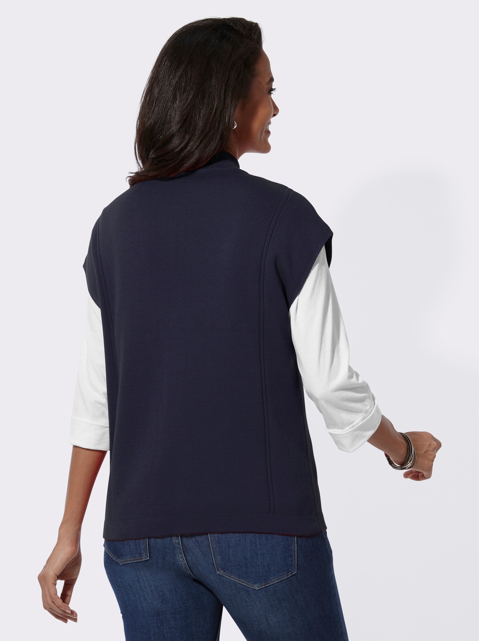 Mouwloos vest met blinde ritssluiting - marine