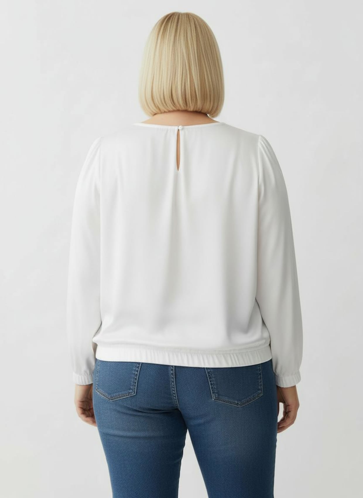 Satinbluse mit Raffungen - ecru