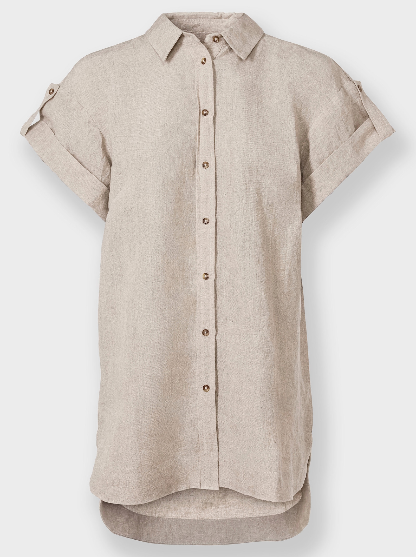 heine Leinenbluse mit Seitenschlitzen - sand-meliert