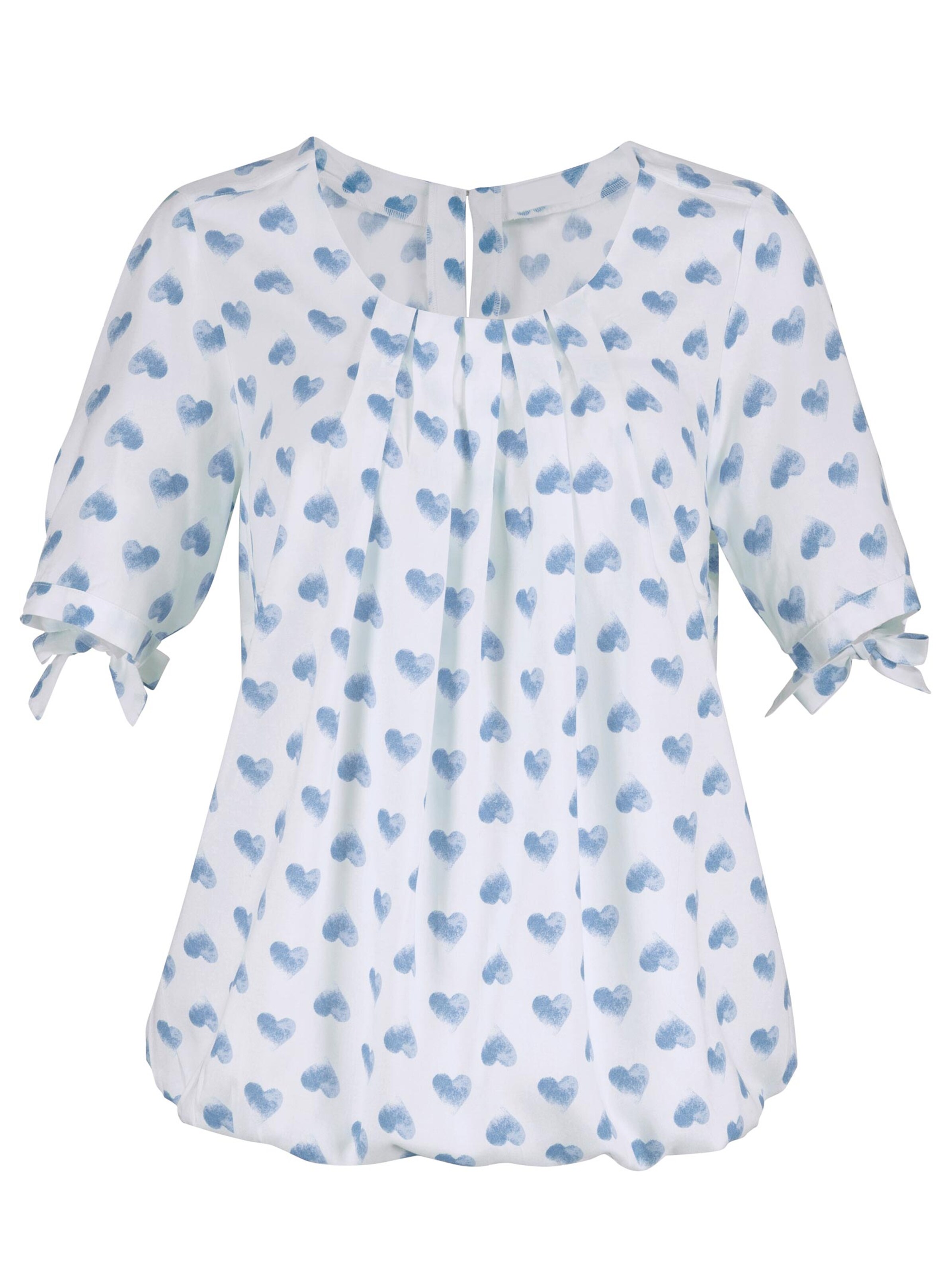 Druckbluse - weiß-jeansblau