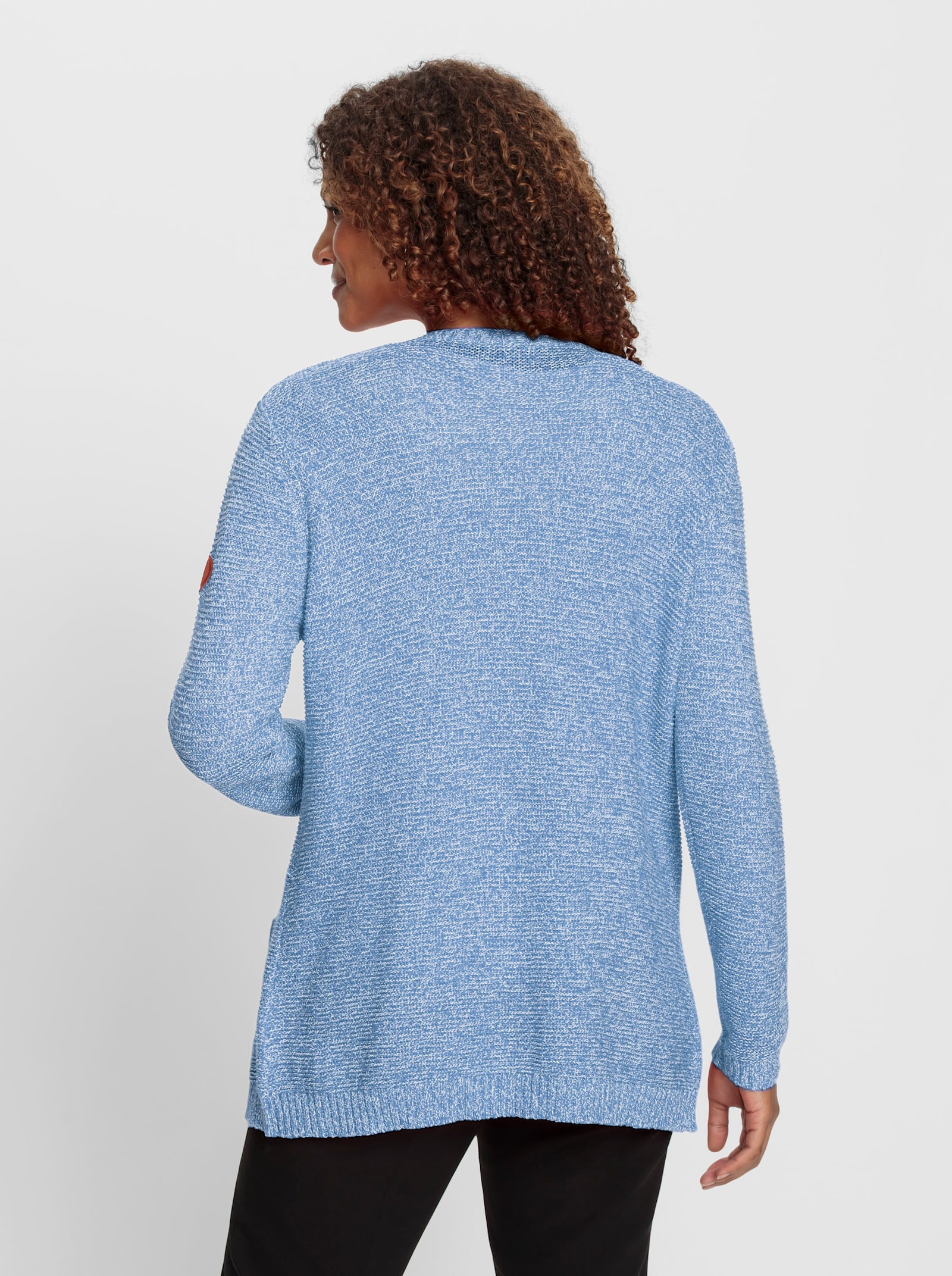 Strickjacke in Melange-Optik - himmelblau-weiß-meliert