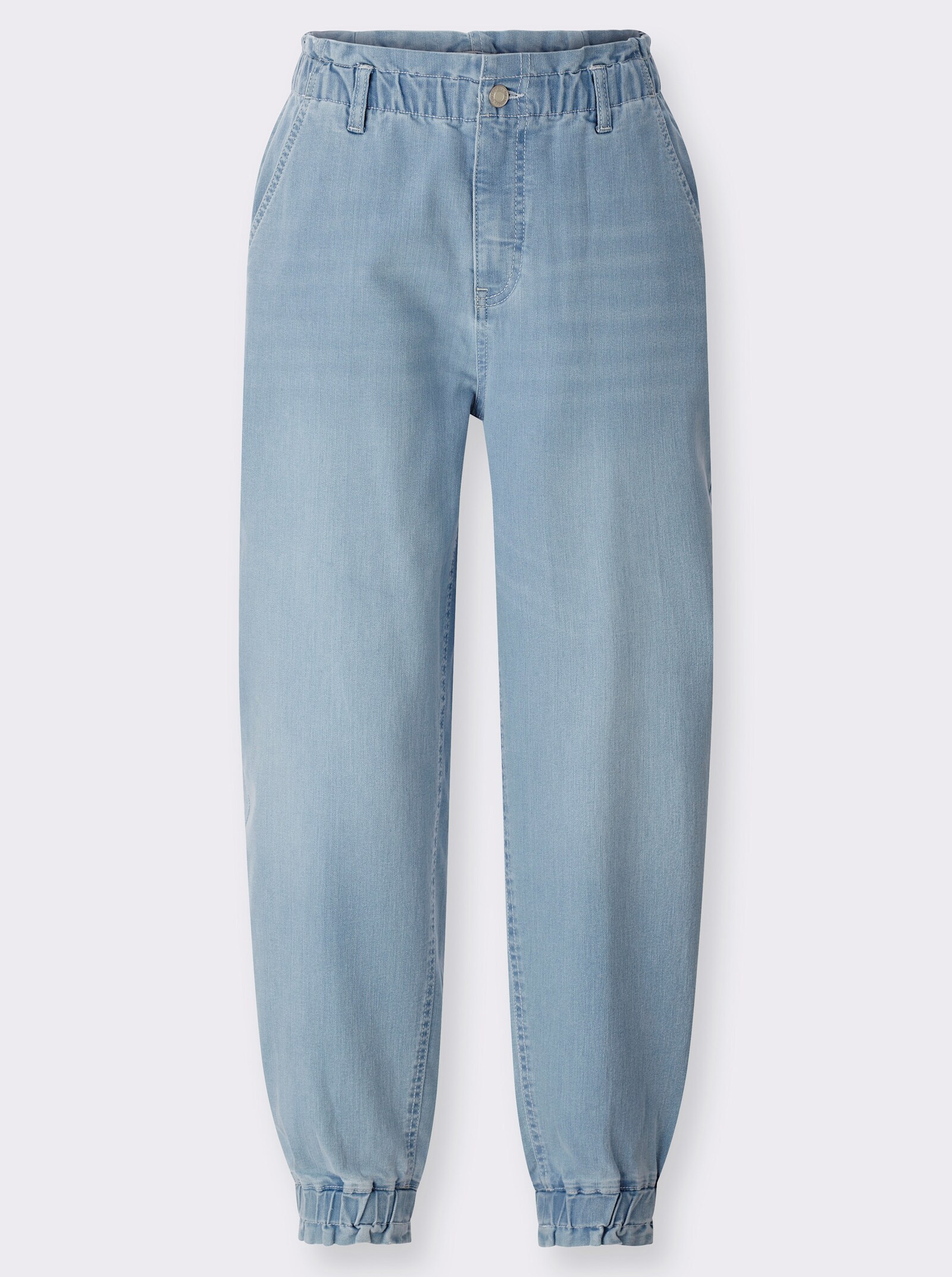 7/8-Jeans mit Elastik-Bund - blue-bleached