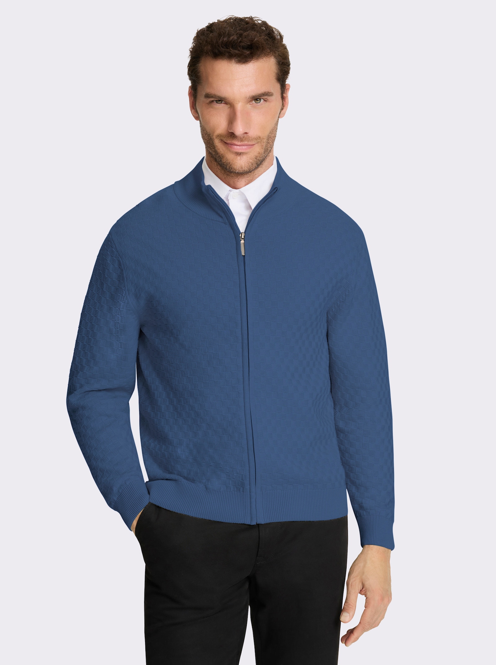 Marco Donati Strickjacke mit verdecktem Reißverschluss - jeansblau