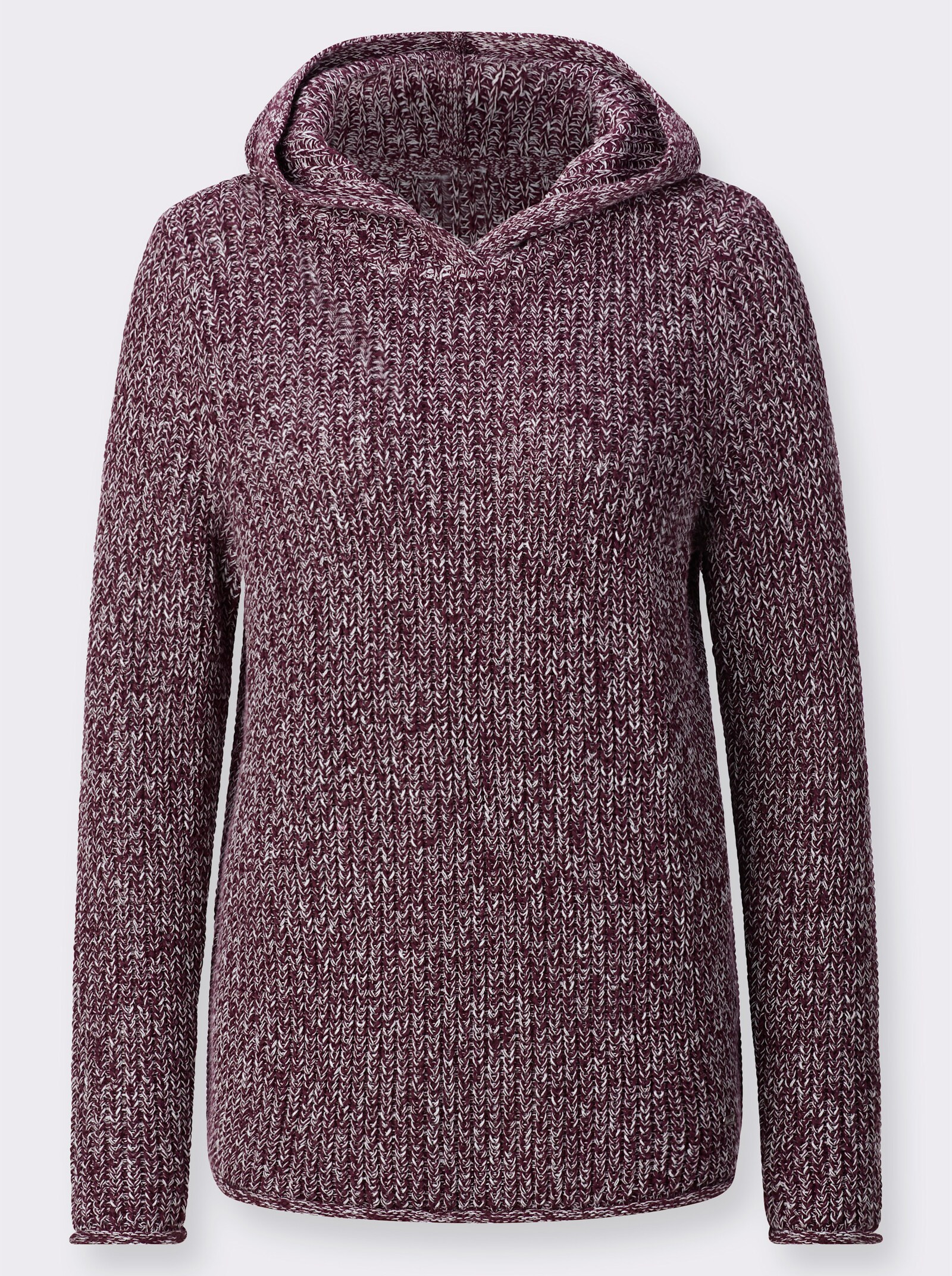 Kapuzenpullover in Ripp-Optik - burgund