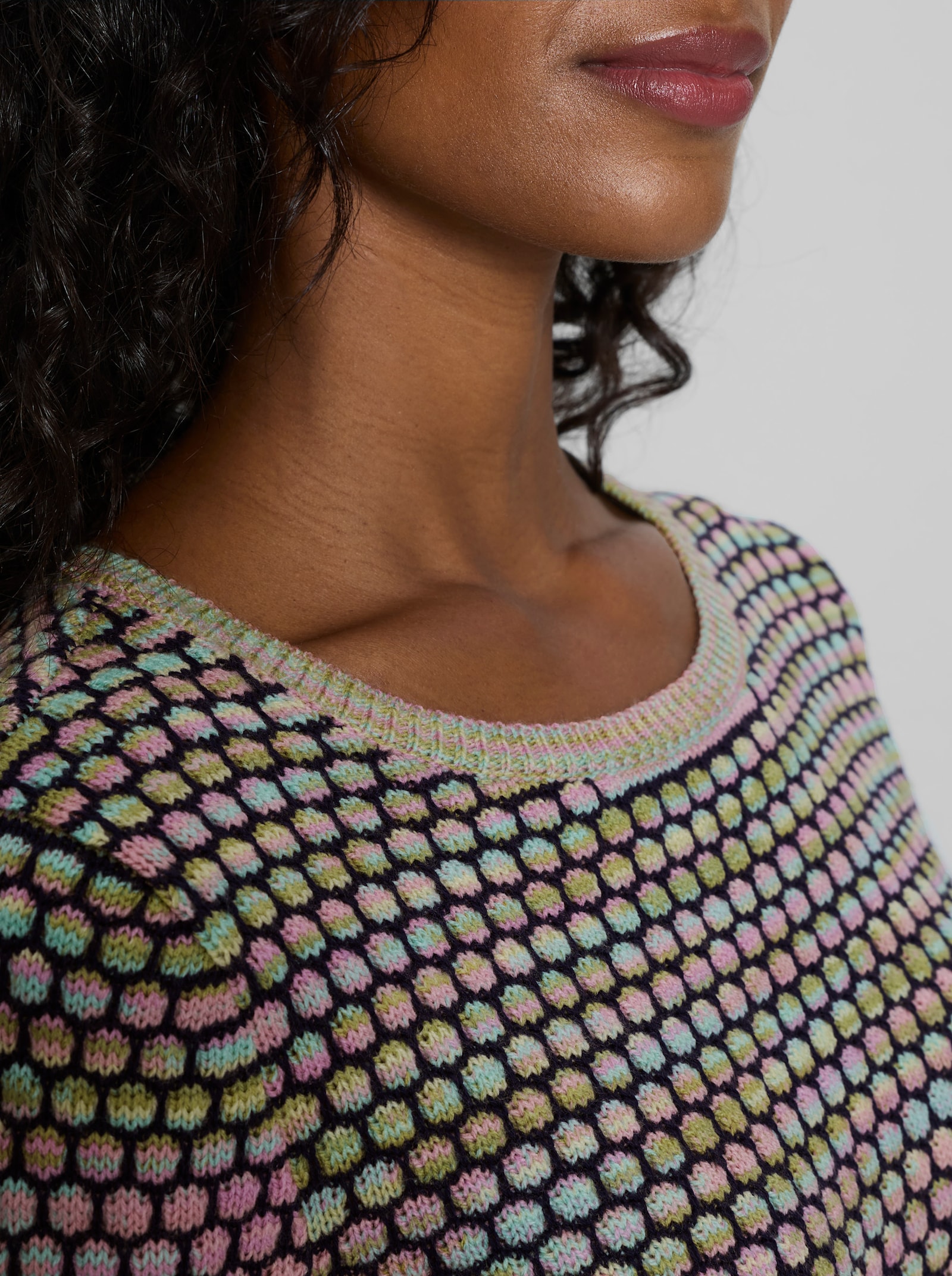 heine Strickpullover in Wabenstruktur - marine-pistazie-gemustert