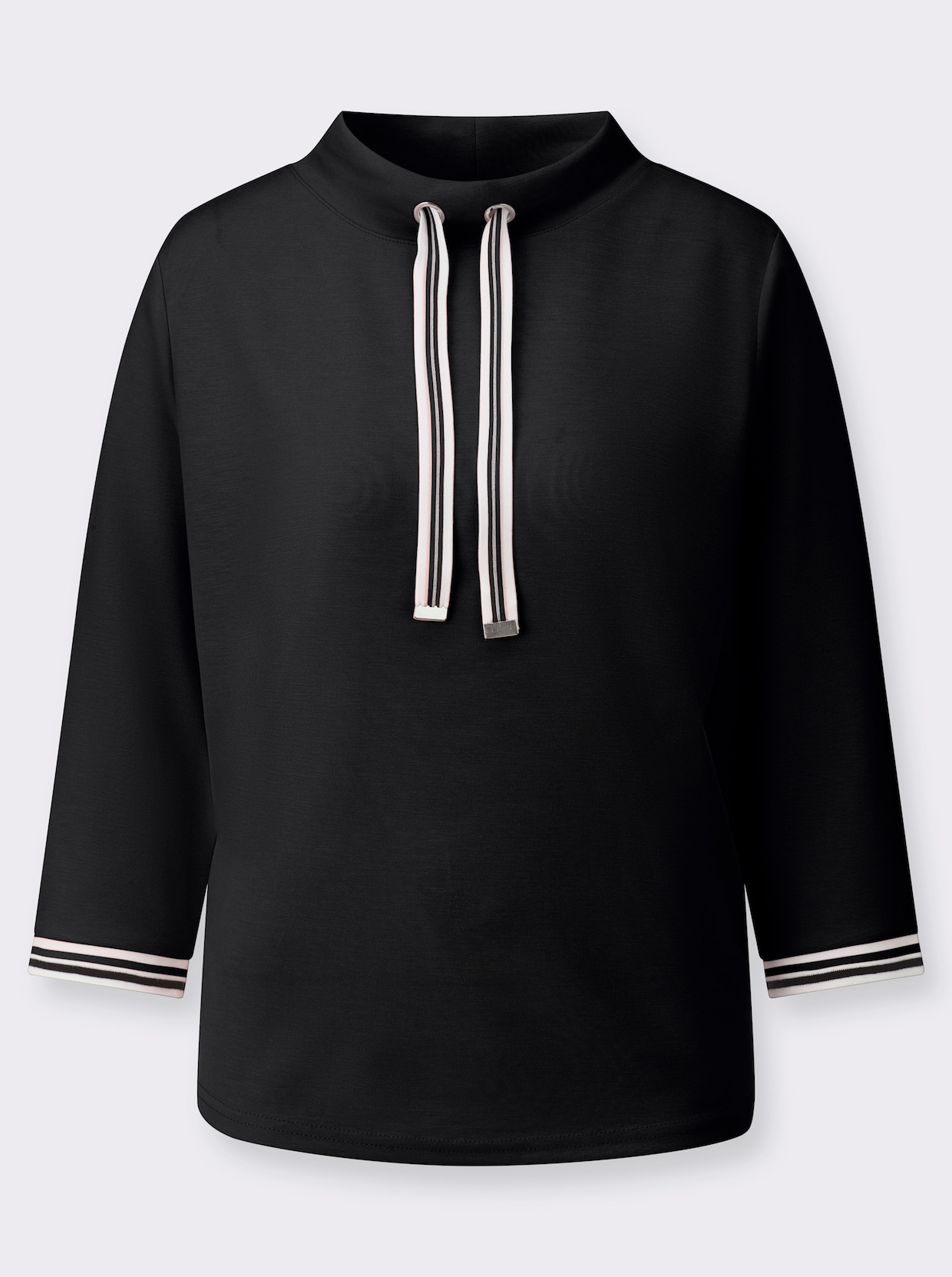 Stehkragenshirt - schwarz