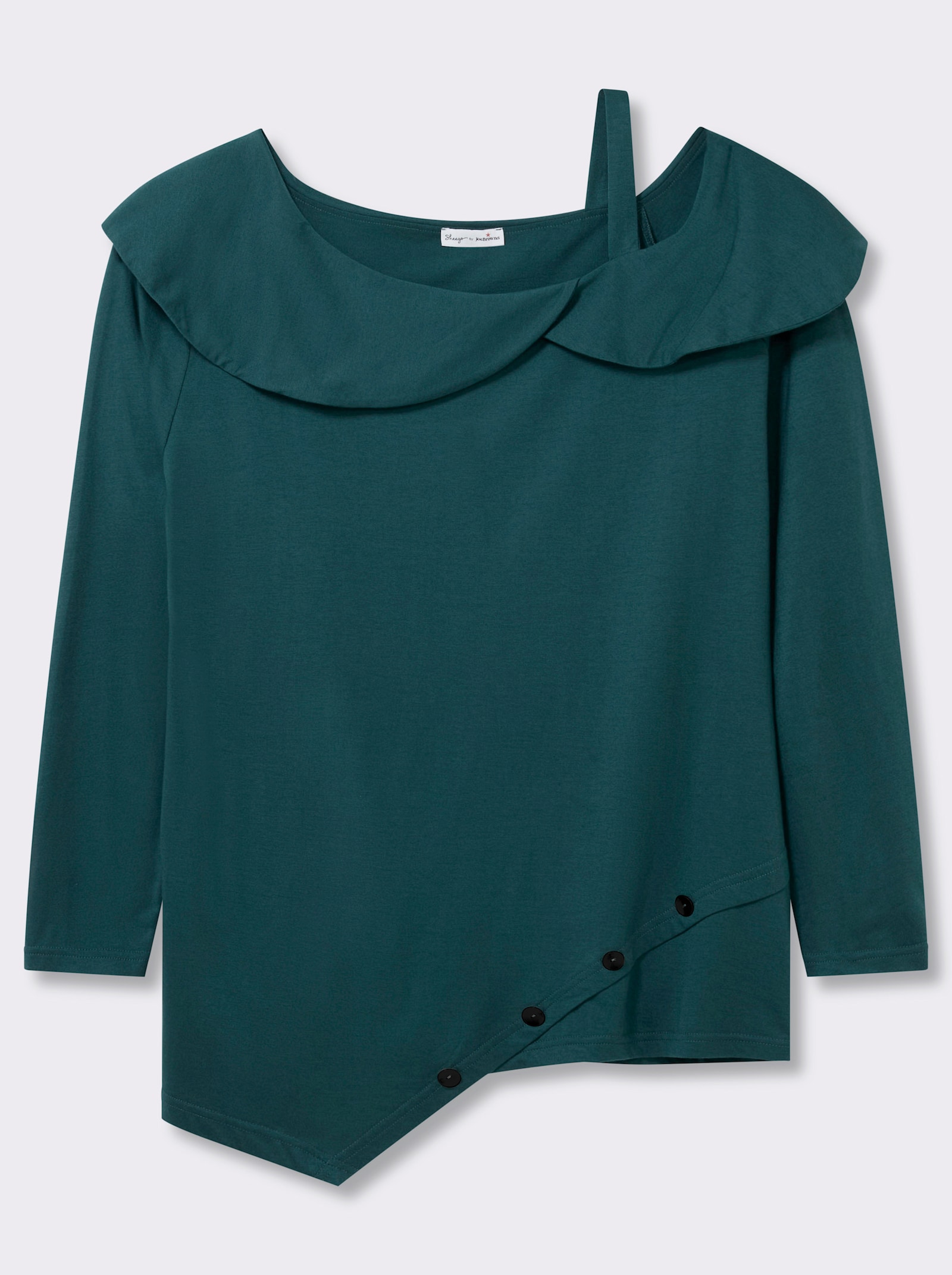 sheego by Joe Browns Langarmshirt in modischer Asymmetrie - petrol