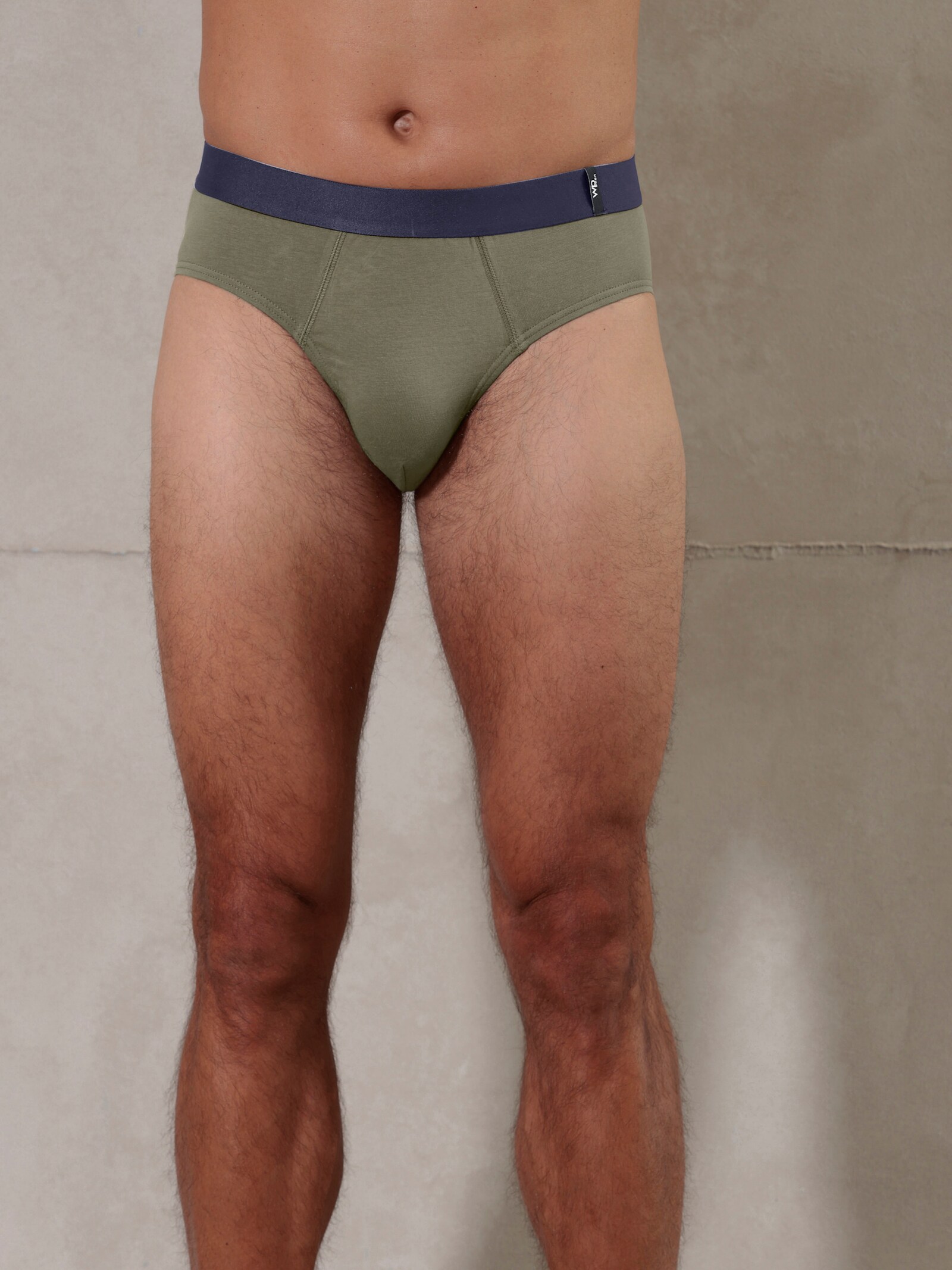 wäschepur men Slip im 3er-Pack - marine-khaki-bedruckt + marine + khaki