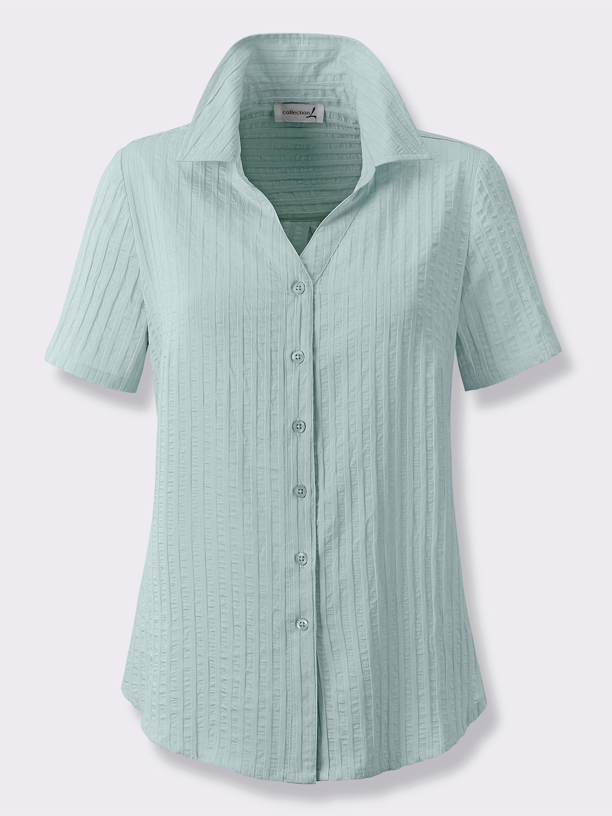Hemdbluse - kalkmint-gestreift