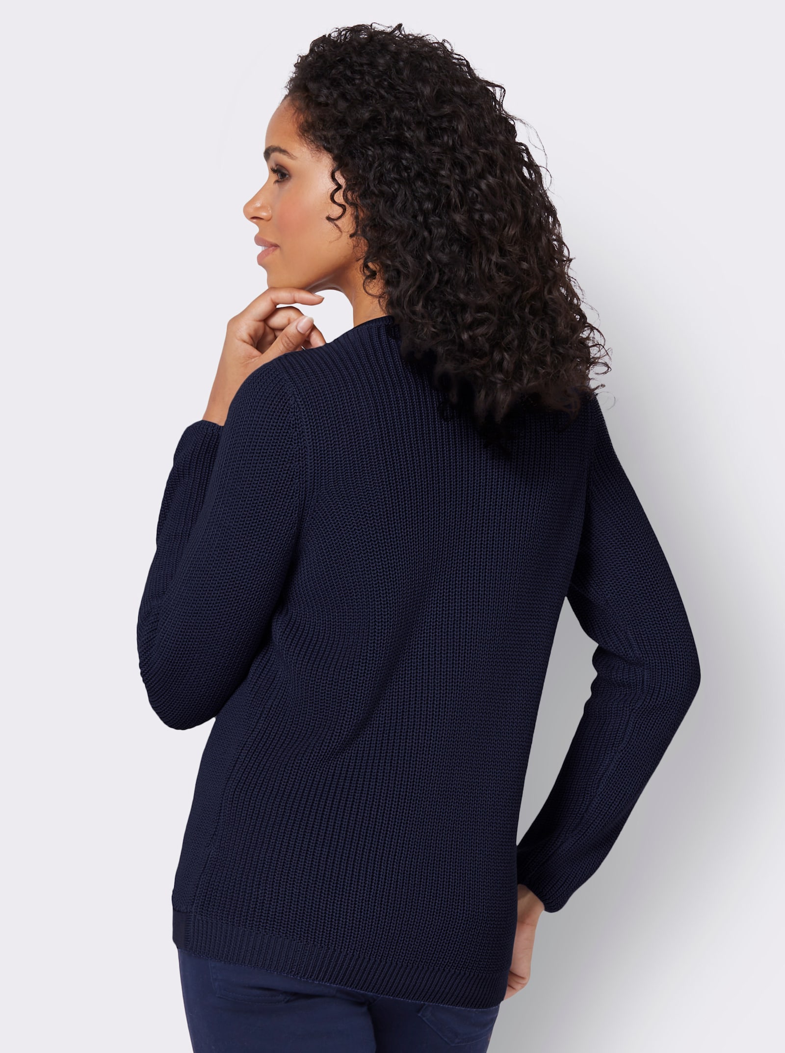 Pull à encolure ronde avec partie chevauchante devant - marine