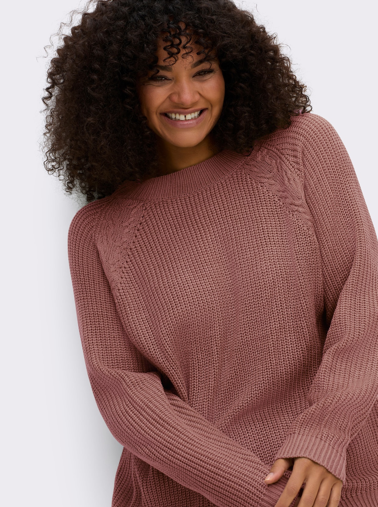 Stehkragenpullover mit Raglan-Ärmeln - rosenholz