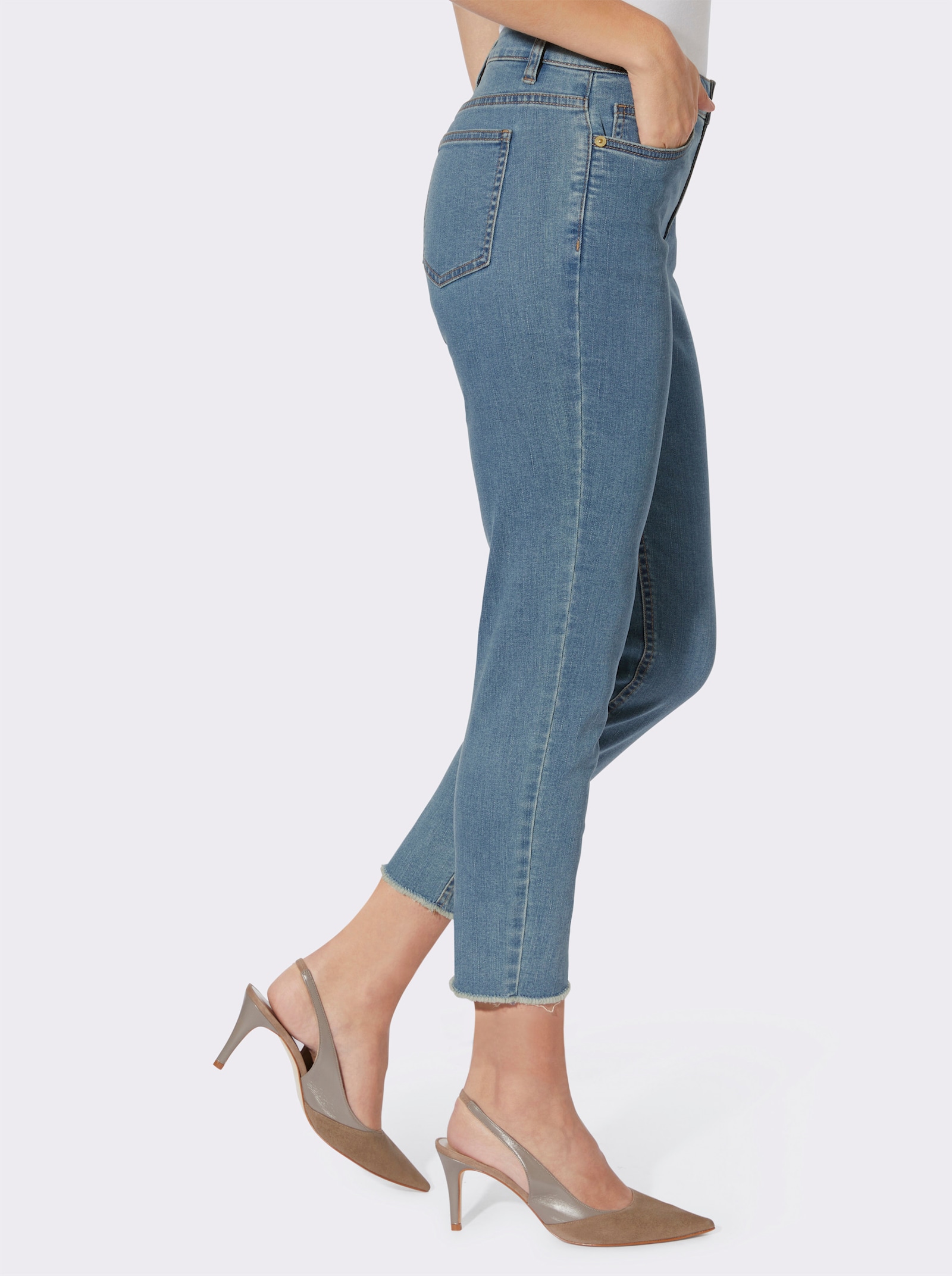 heine Skinny jeans met franjes aan de zoom - blue-bleached