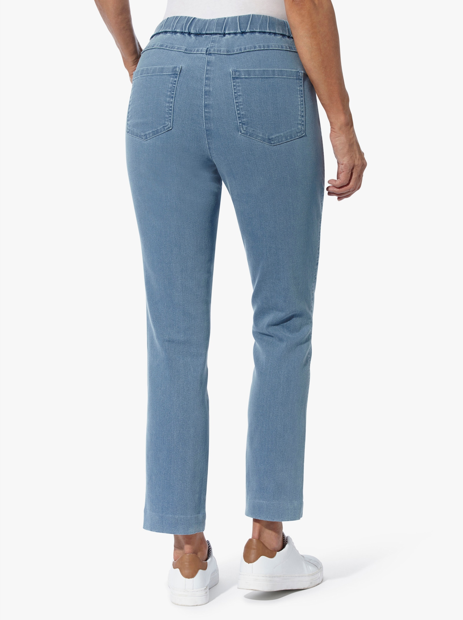 Comfortjeans met opgestikte zakken - blue-bleached