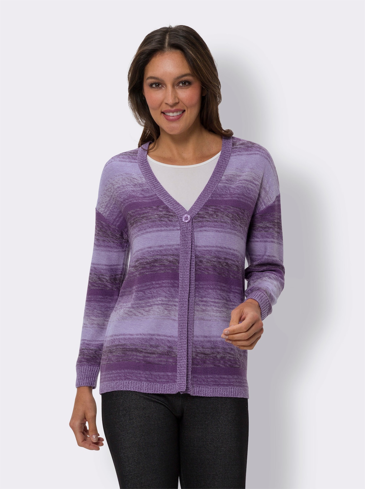 Strickjacke - lila-lavendel-gemustert