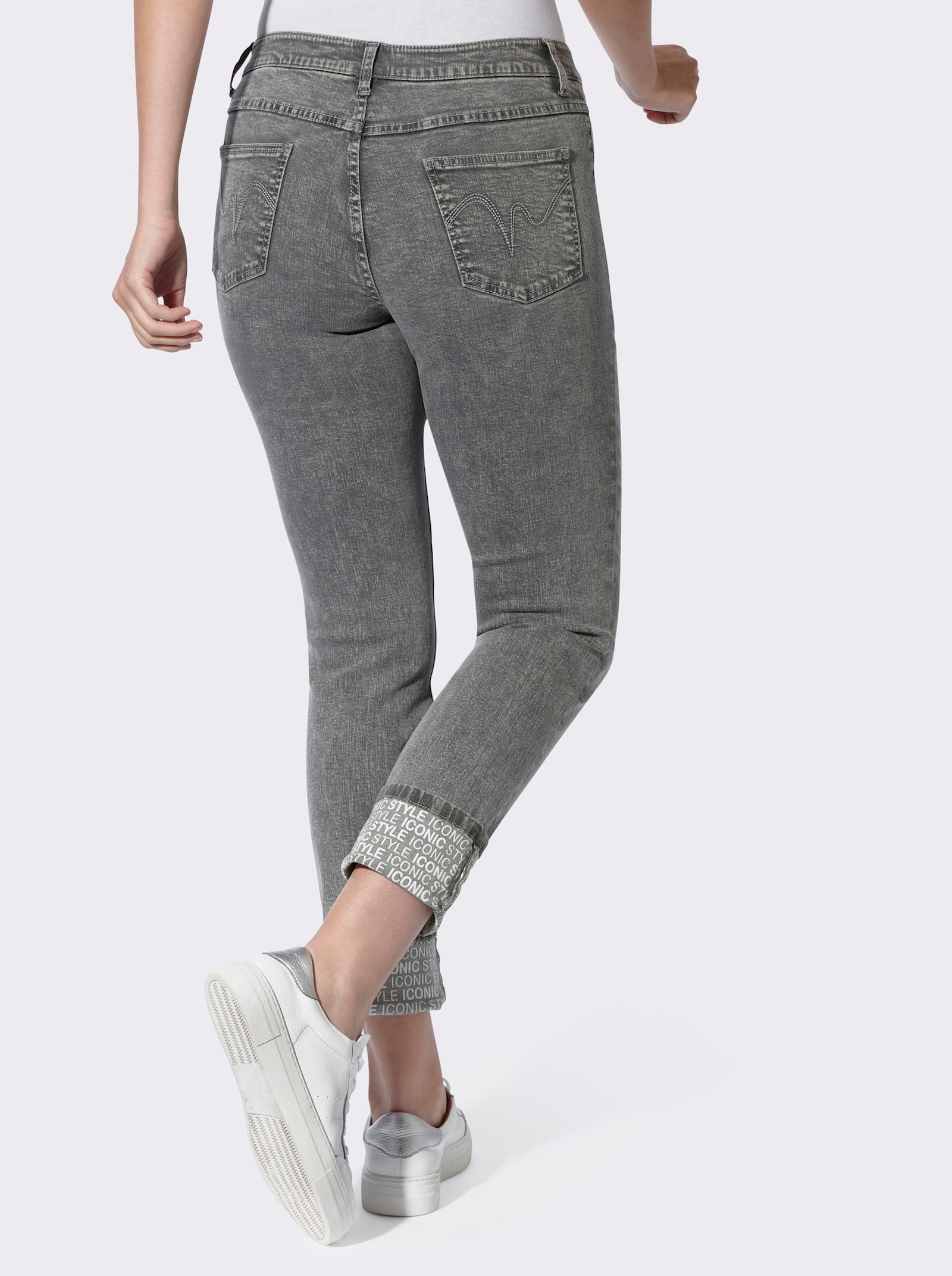 heine 5-pocketjeans met opschrift - light grey-denim