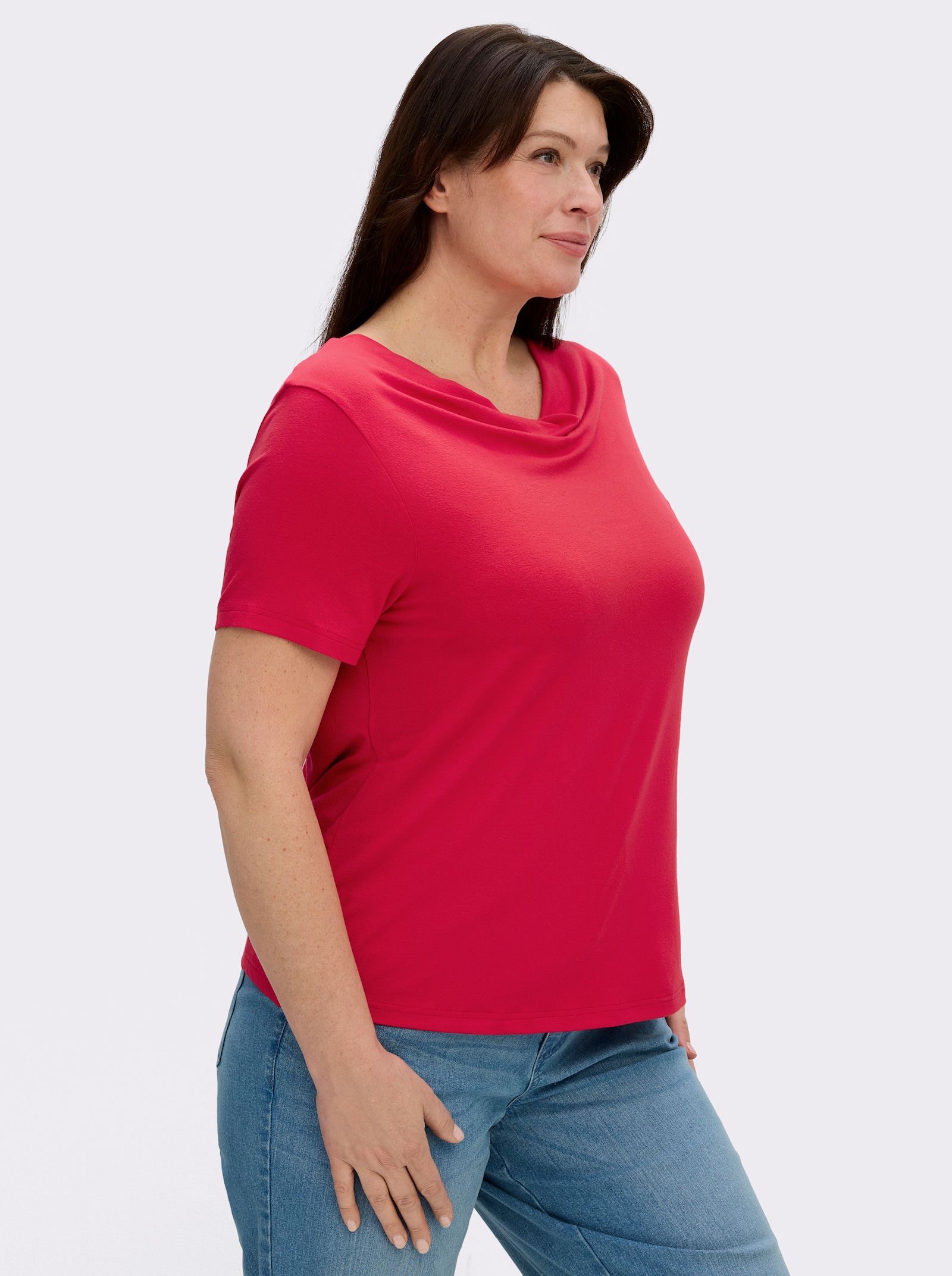 Wasserfallshirt mit kurzen Ärmeln - rot