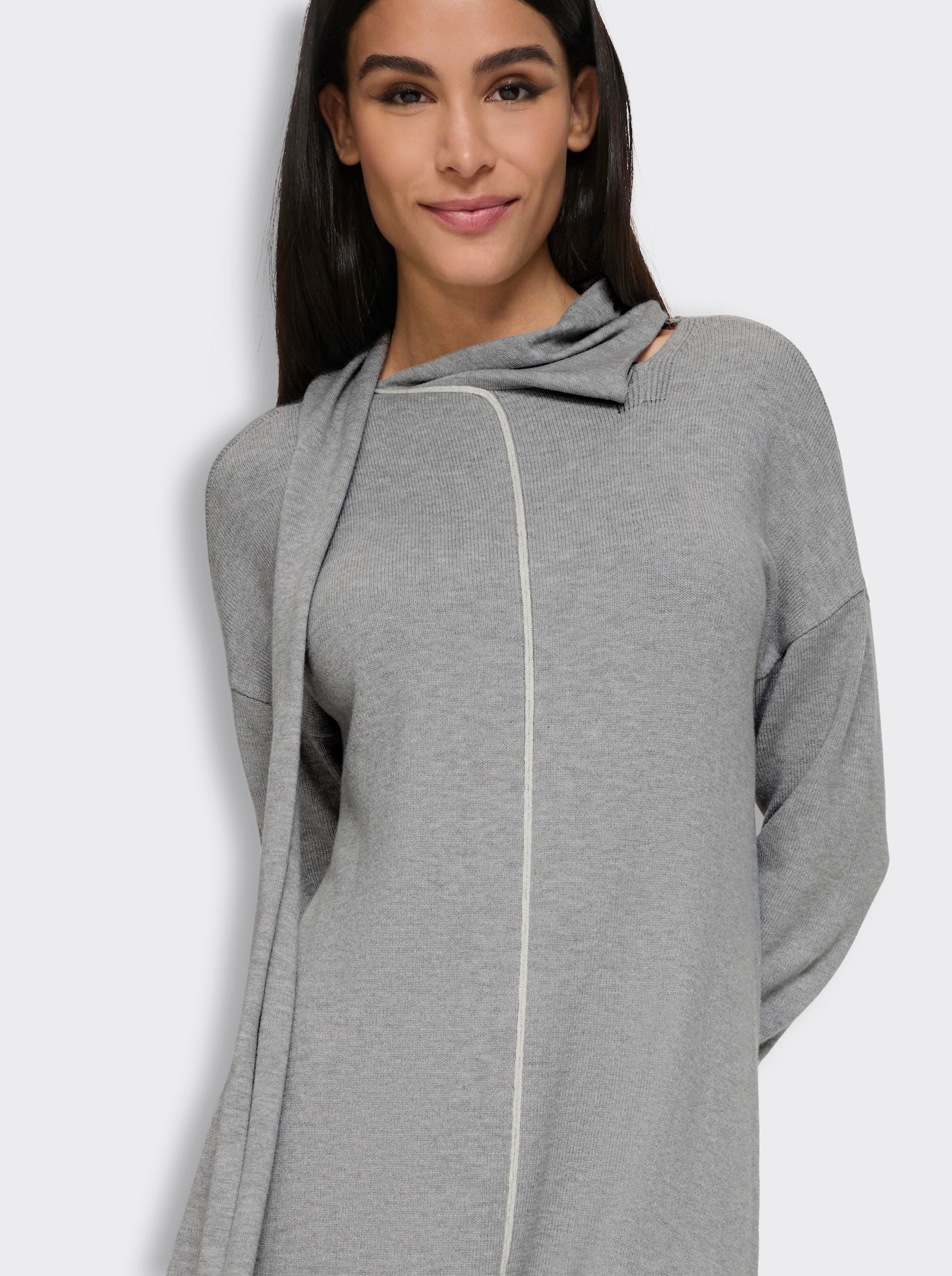 heine Strickkleid mit Glitzerstreifen - steingrau-champagner-meliert