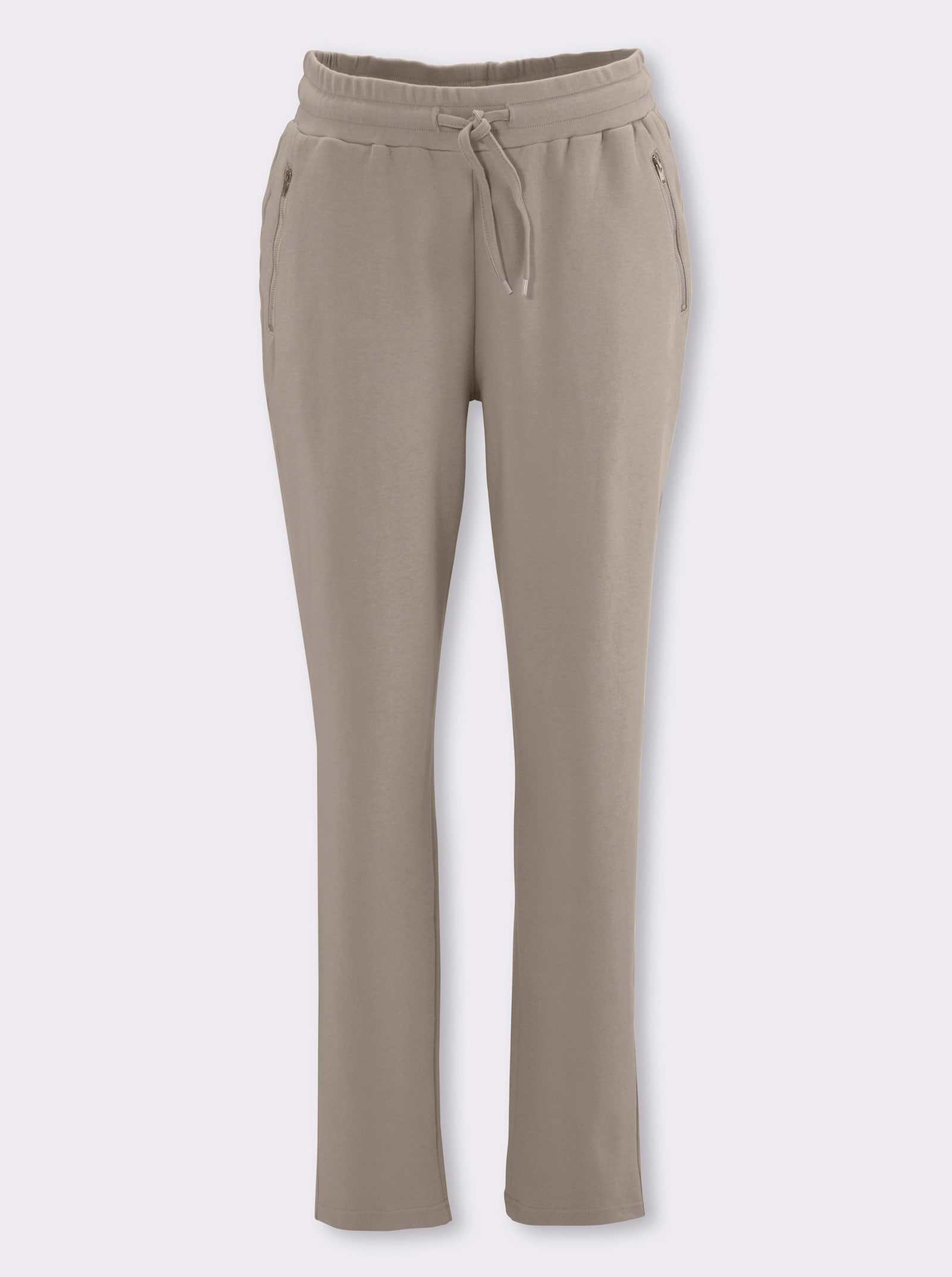 Žerzejové kalhoty s páskem - sezamová