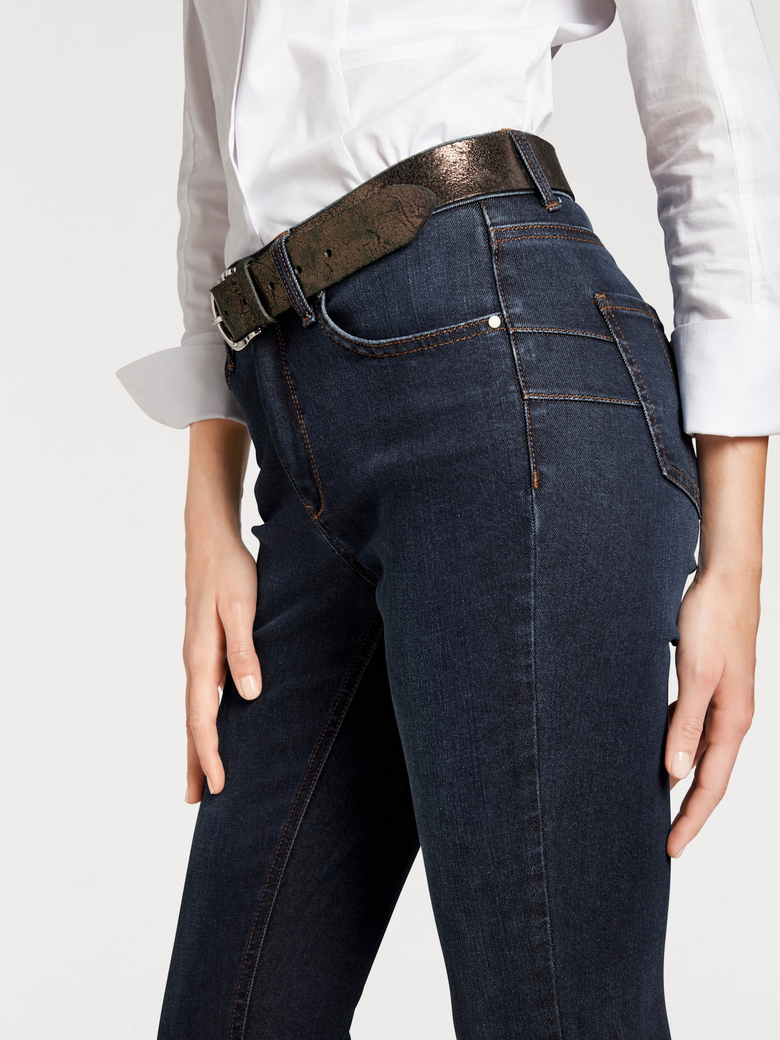 heine Skinny jeans met 'buik weg'-effect - dark denim