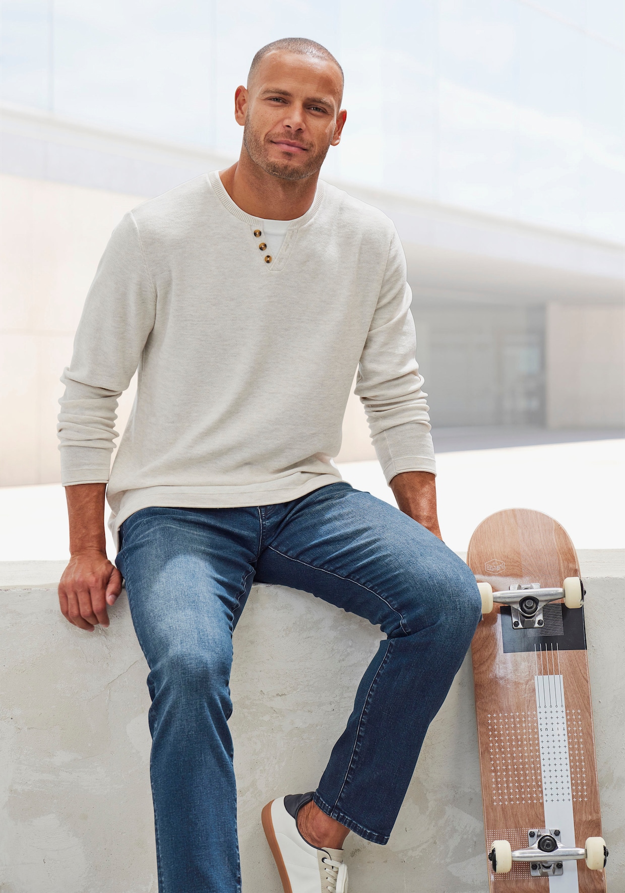 H.I.S Strickpullover - beige meliert