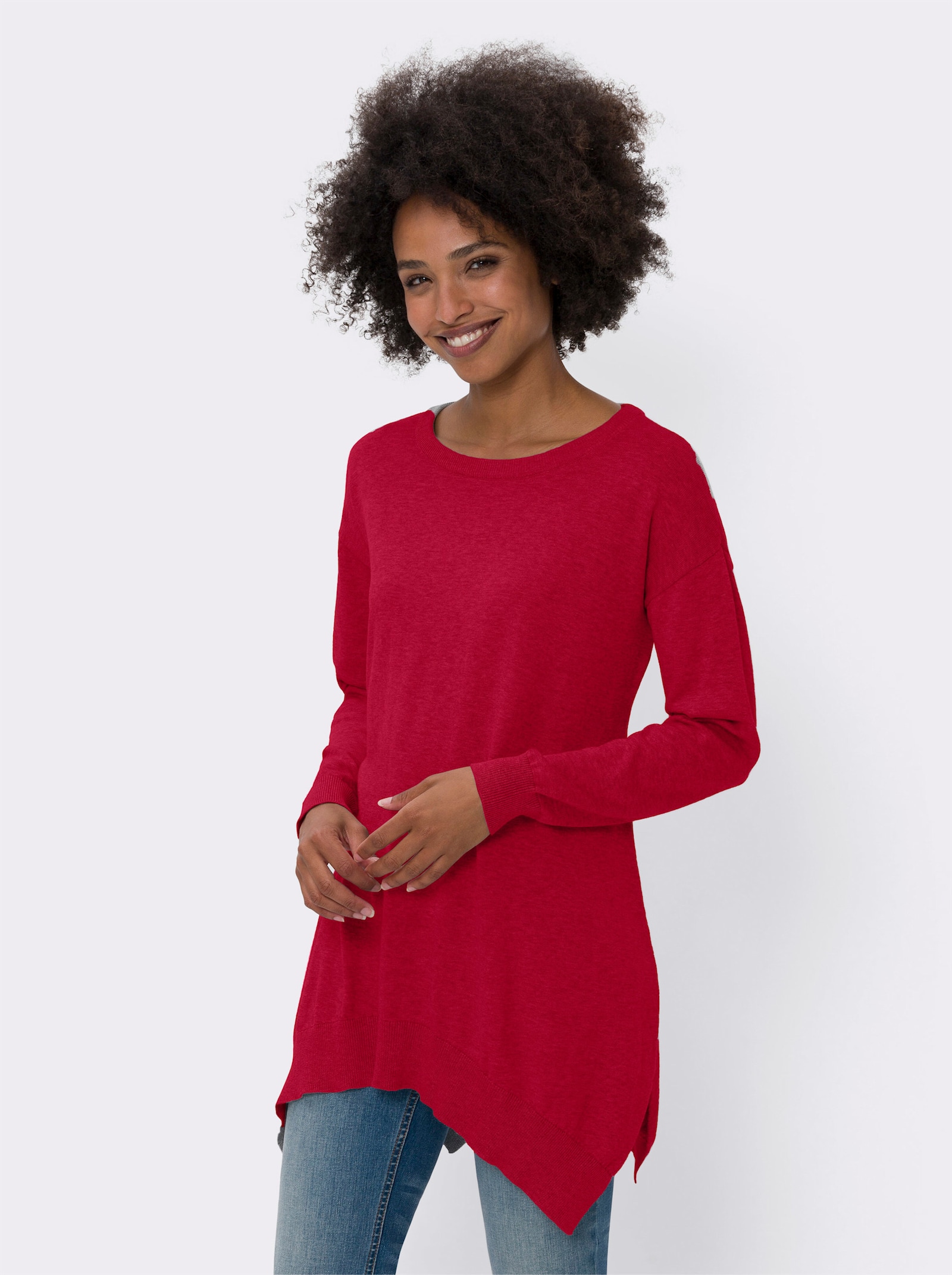 heine Katoenen pullover in lang model - rood
