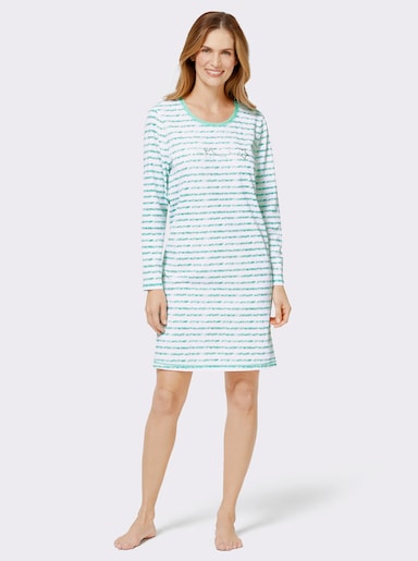 wäschepur Langarm Sleepshirts - mint + mint-gestreift