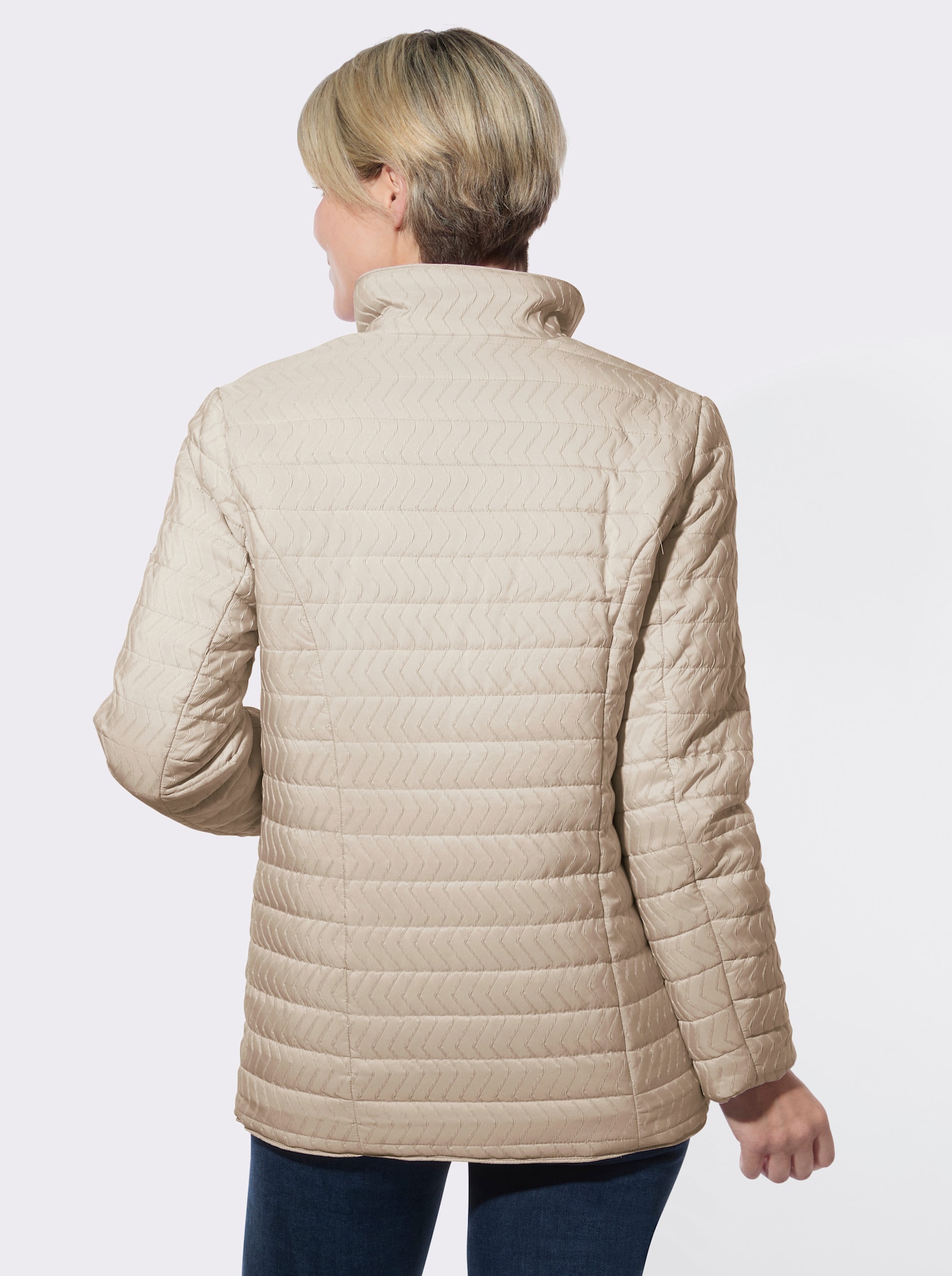 Steppjacke mit Reißverschluss-Taschen - beige