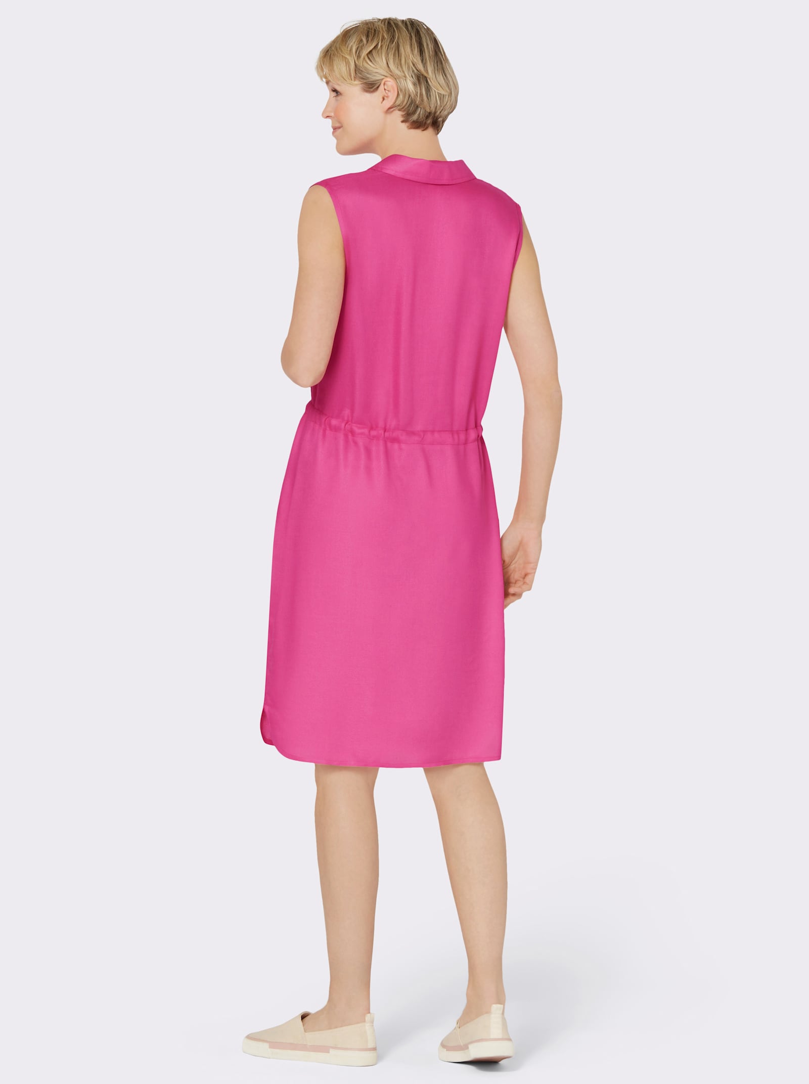 Sommerkleid mit Tunnelzug in der Taille - fuchsia