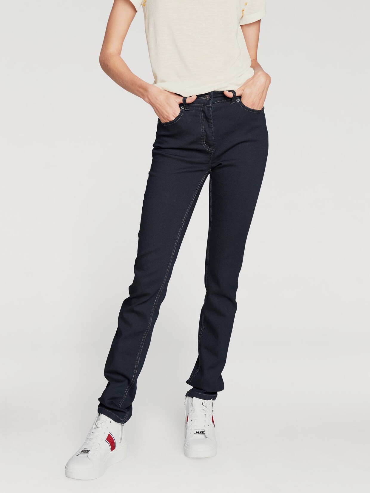 Linea Tesini Bauchweg-Jeans - dark denim