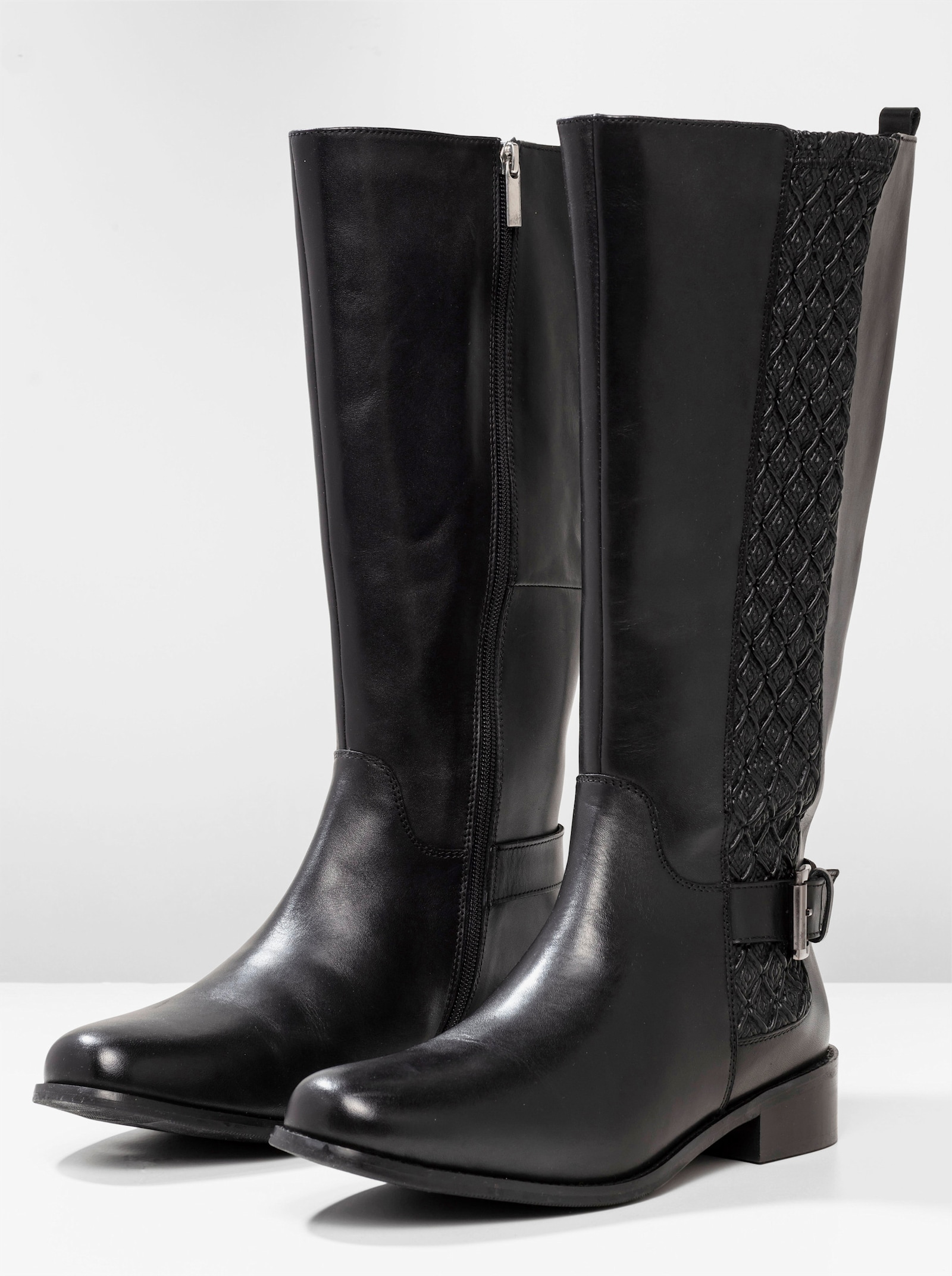 sheego Weitschaftstiefel mit Schnallenbändern - schwarz