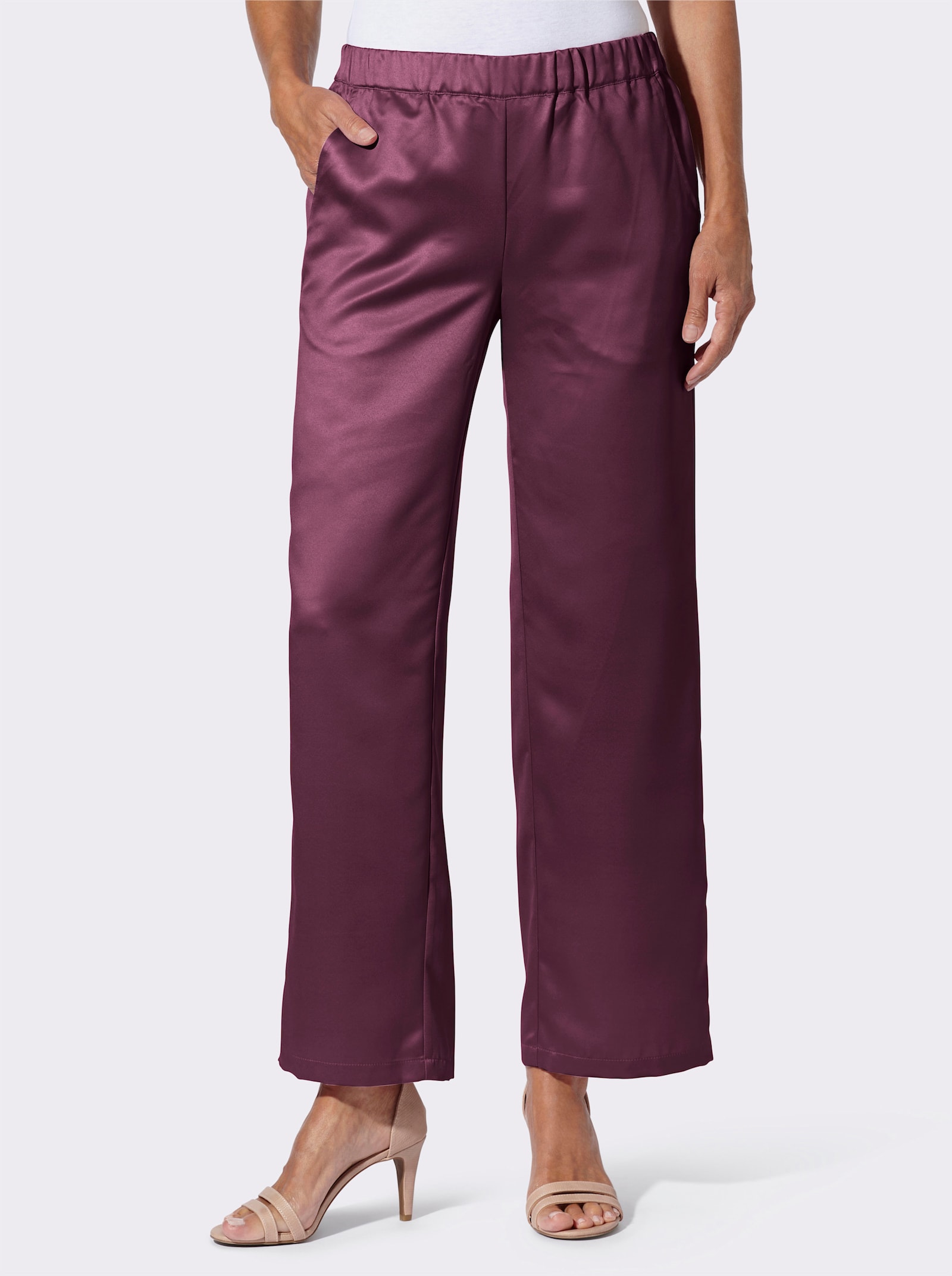 Schlupfhose in Satin-Qualität, pflegeleicht - burgund