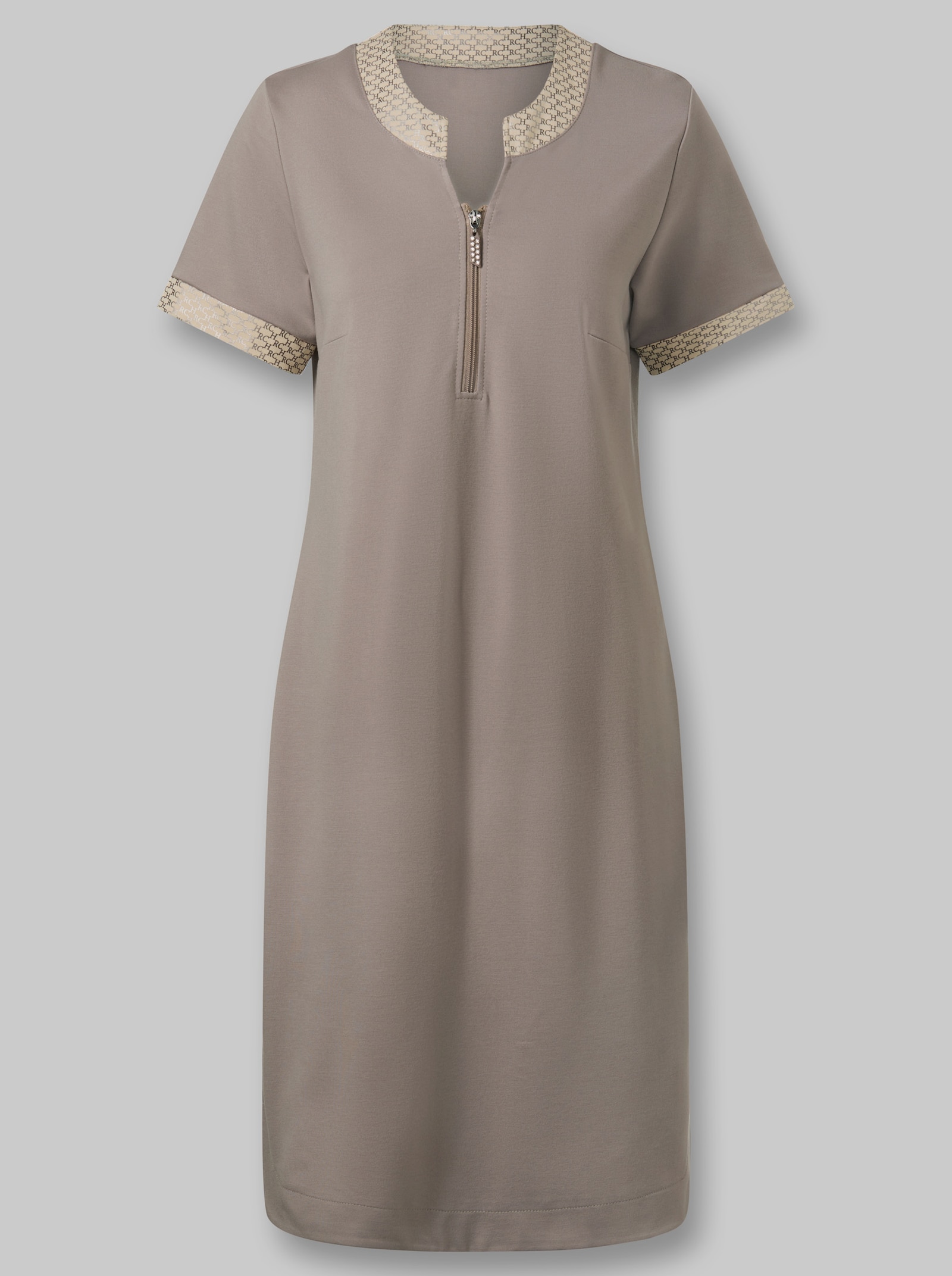 heine Jerseykleid mit Foliendruck - taupe