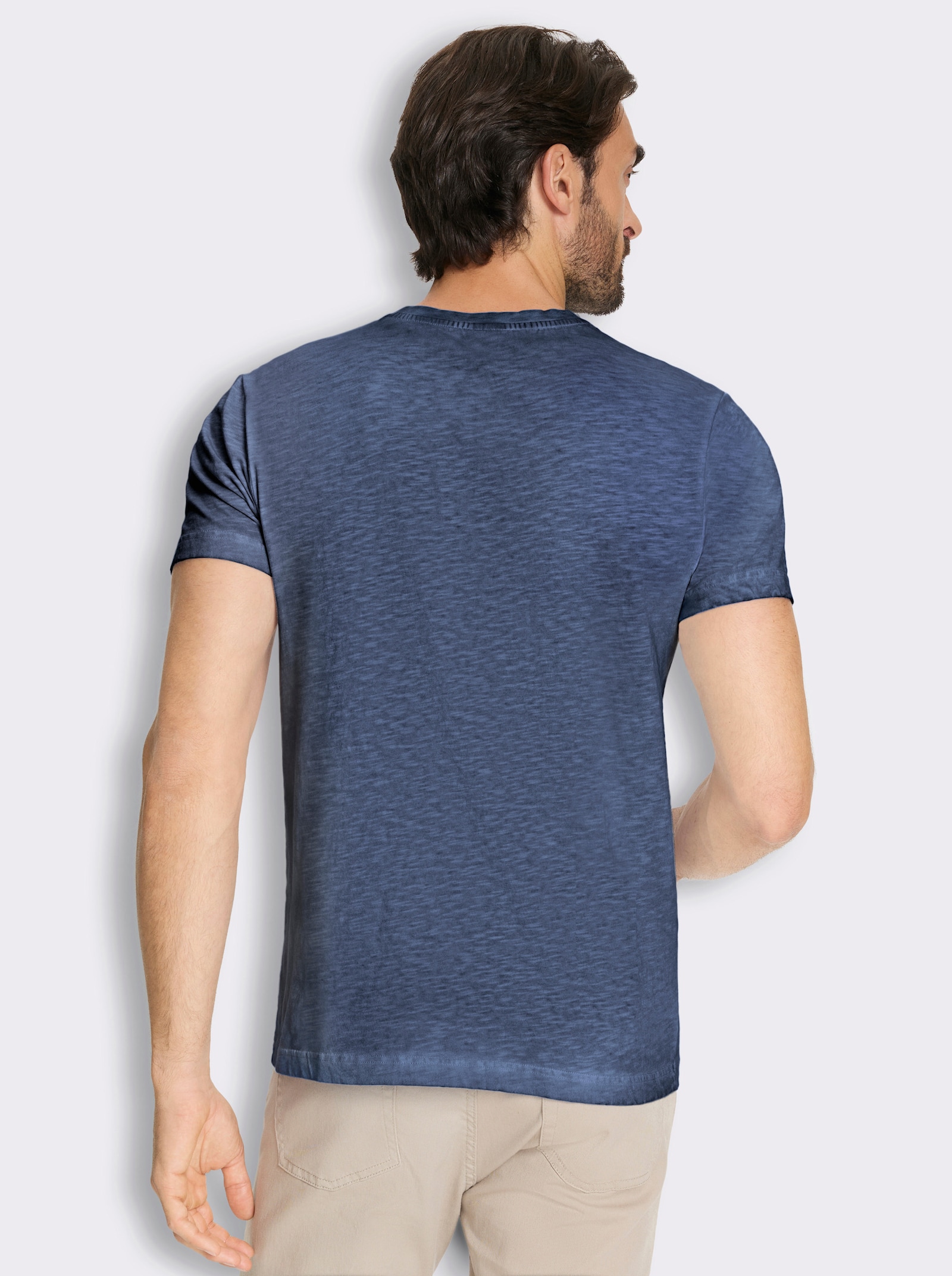 Kurzarmshirt aus reiner Baumwolle - marine