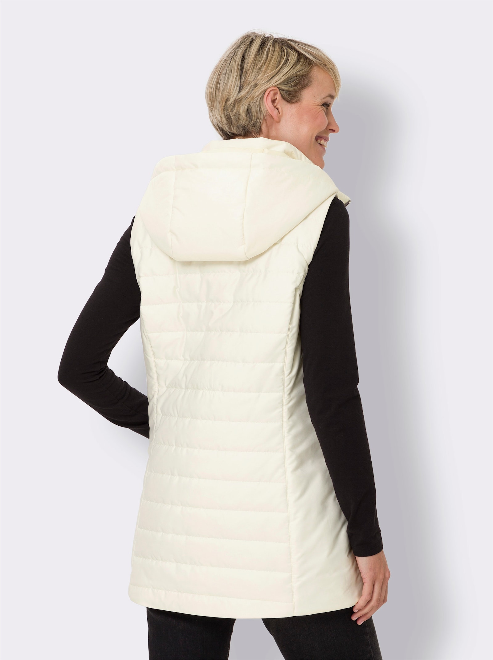 Longweste mit Kapuze - champagner