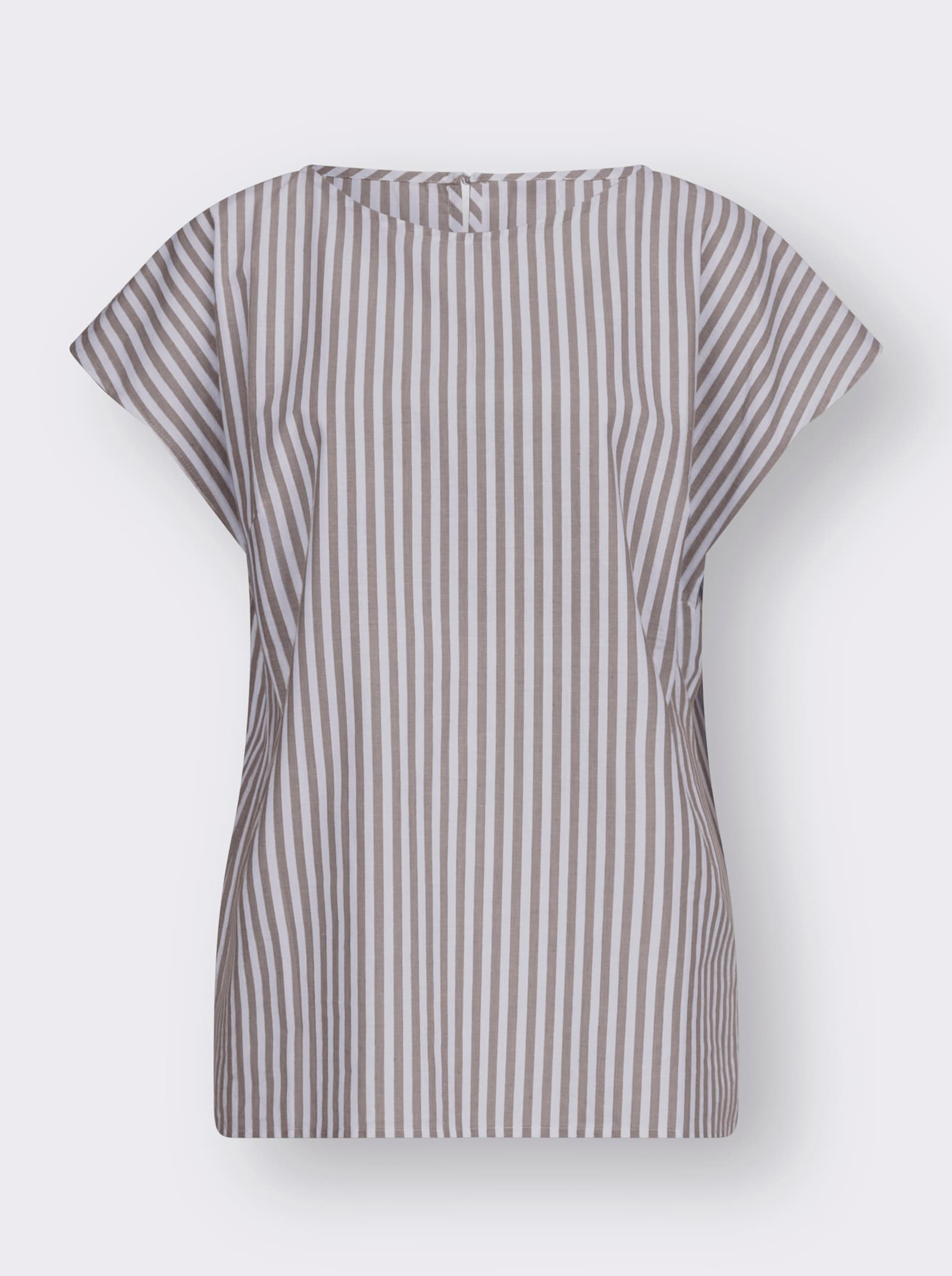 Baumwollbluse mit garngefärbten Streifen - taupe-gestreift
