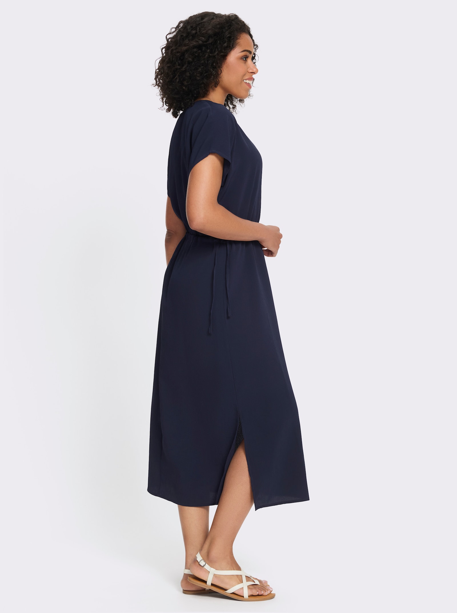 Sommerkleid mit Tunnelzug in der Taille - marine