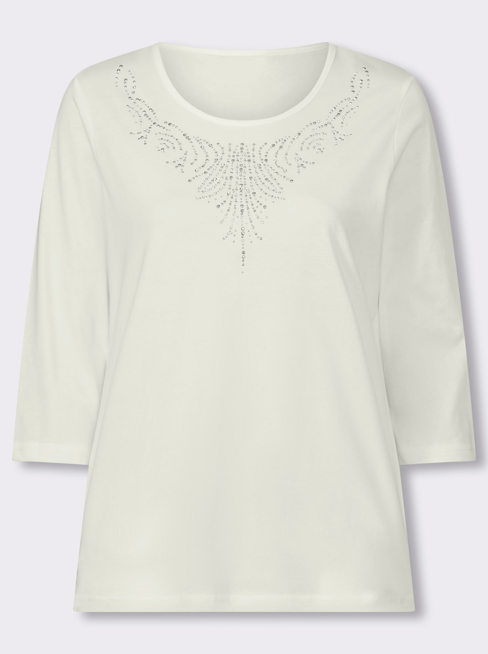 3/4-Arm-Shirt mit Glitzersteinchen - champagner