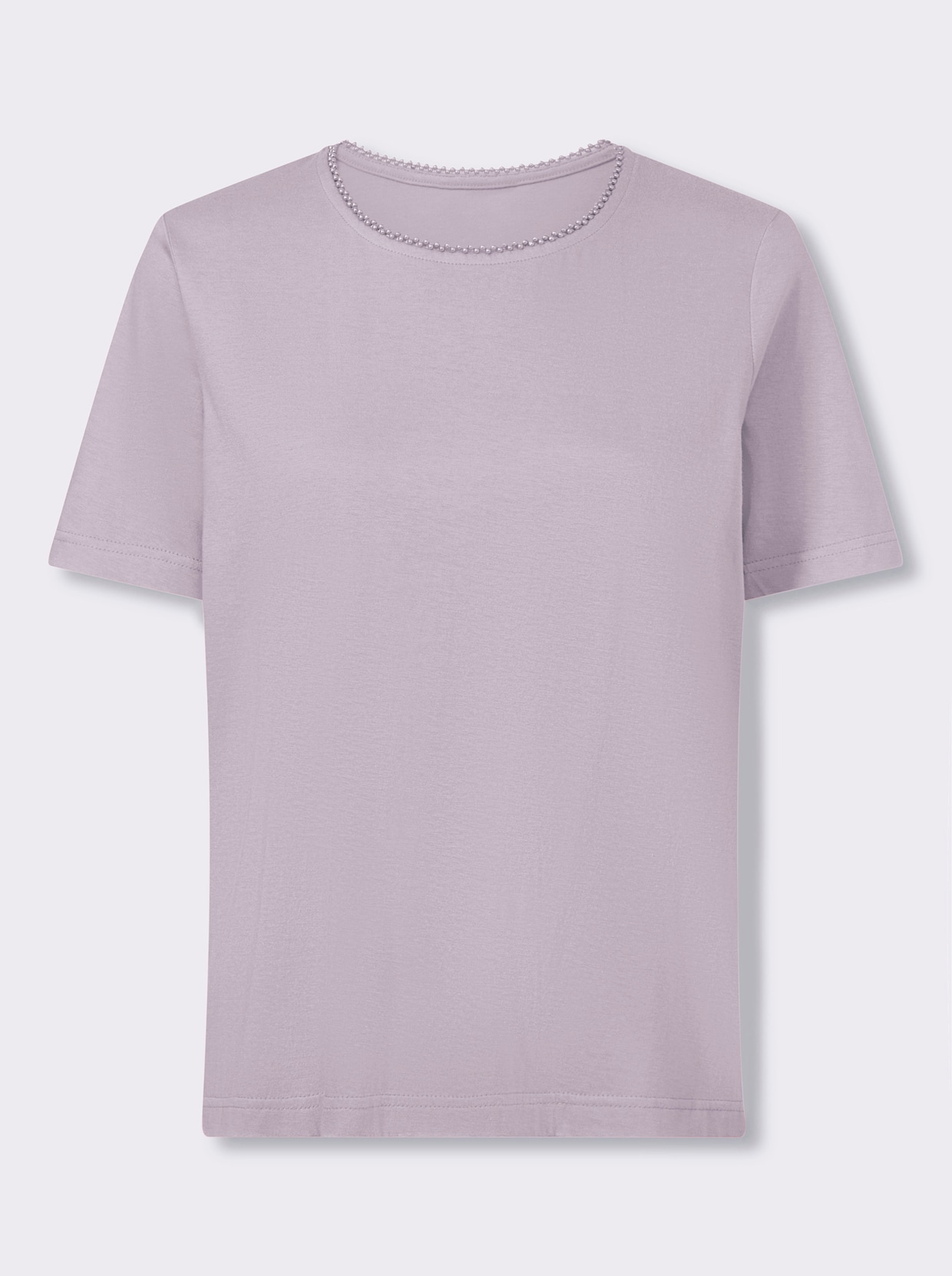 Kurzarmshirt mit Zierperlen - flieder