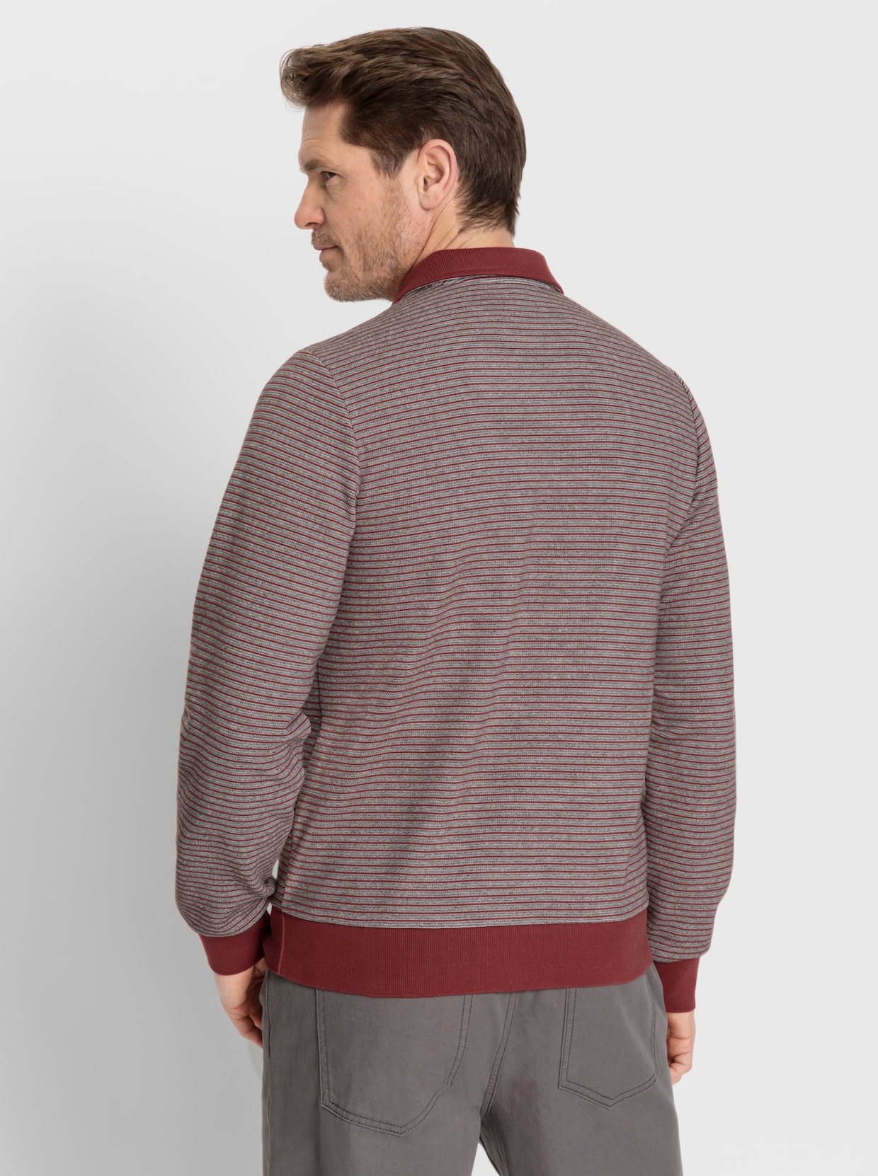 Marco Donati Longsleeve - roodbruin gestreept