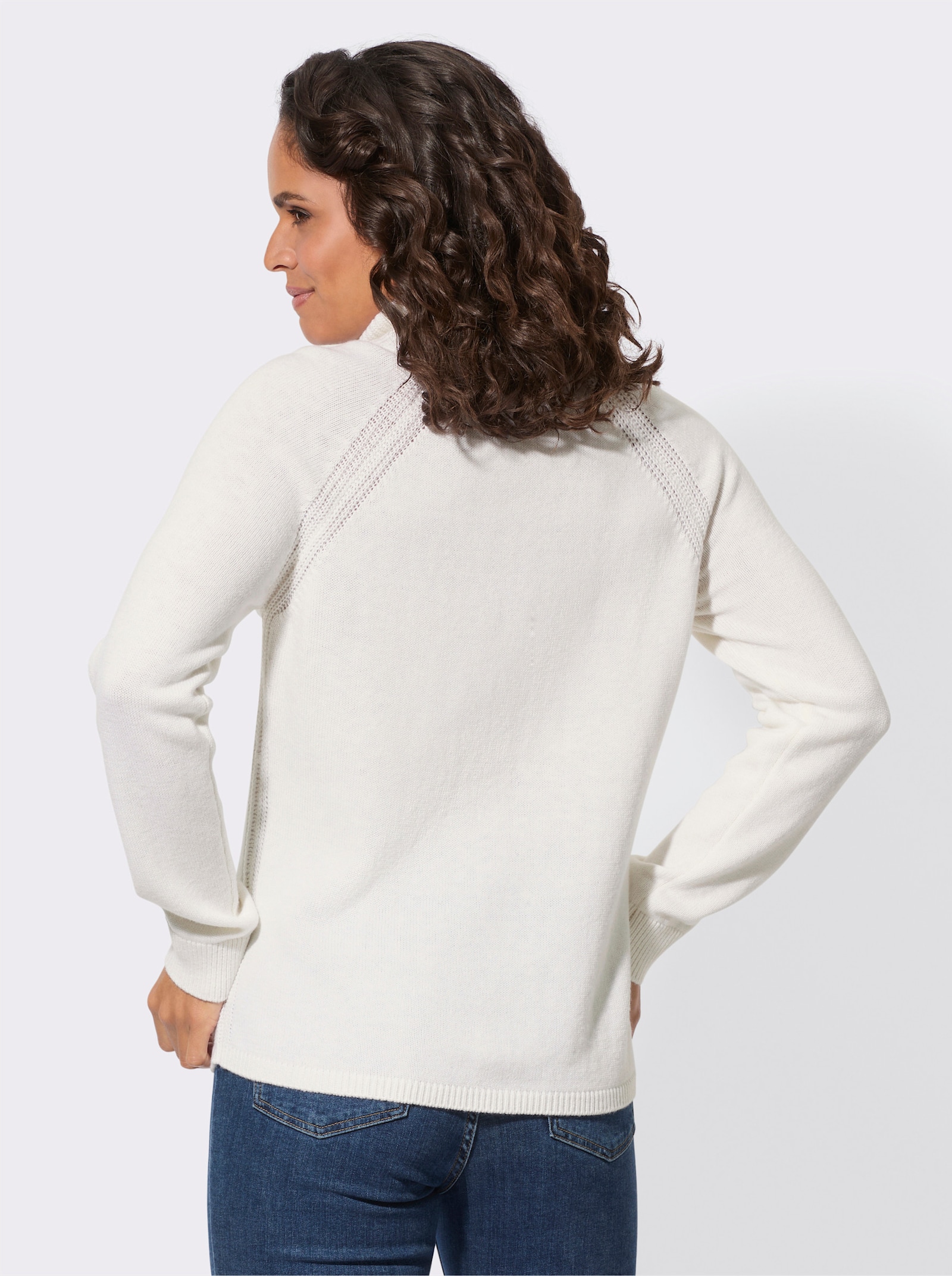 Rollkragenpullover mit Woll-Anteil - ecru