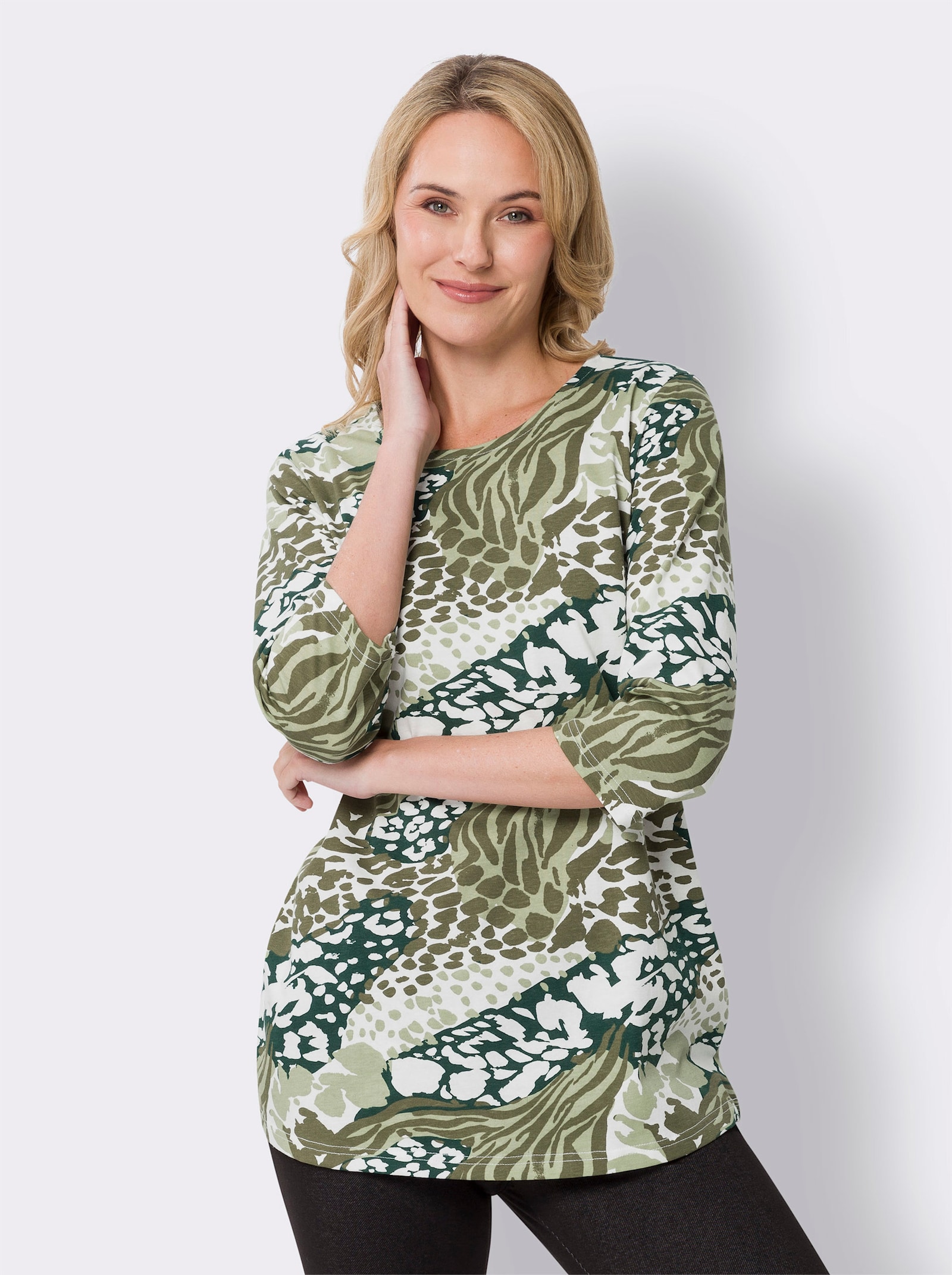 Tričko, okr.výstr., str.A, potlač - lipovozel-machová potlač