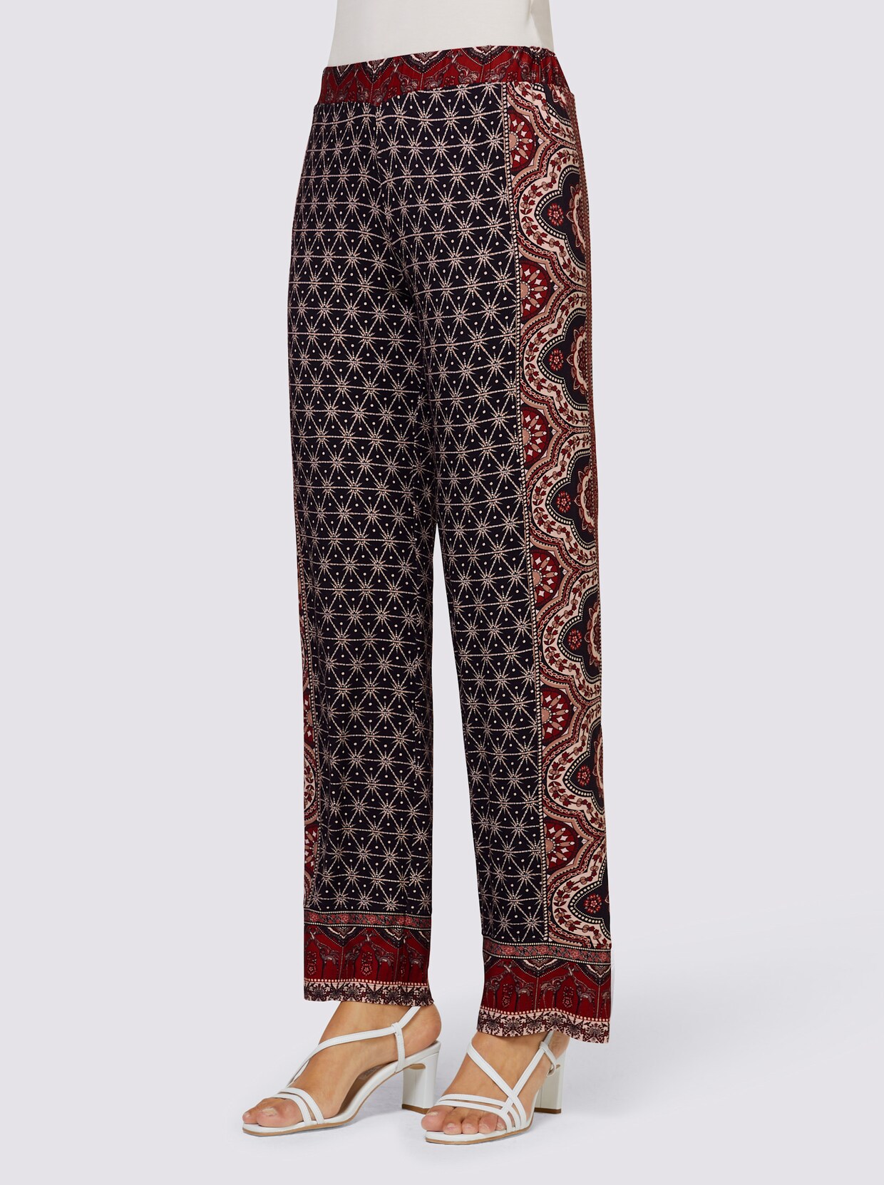 heine Jersey-Hose - schwarz-rot-bedruckt