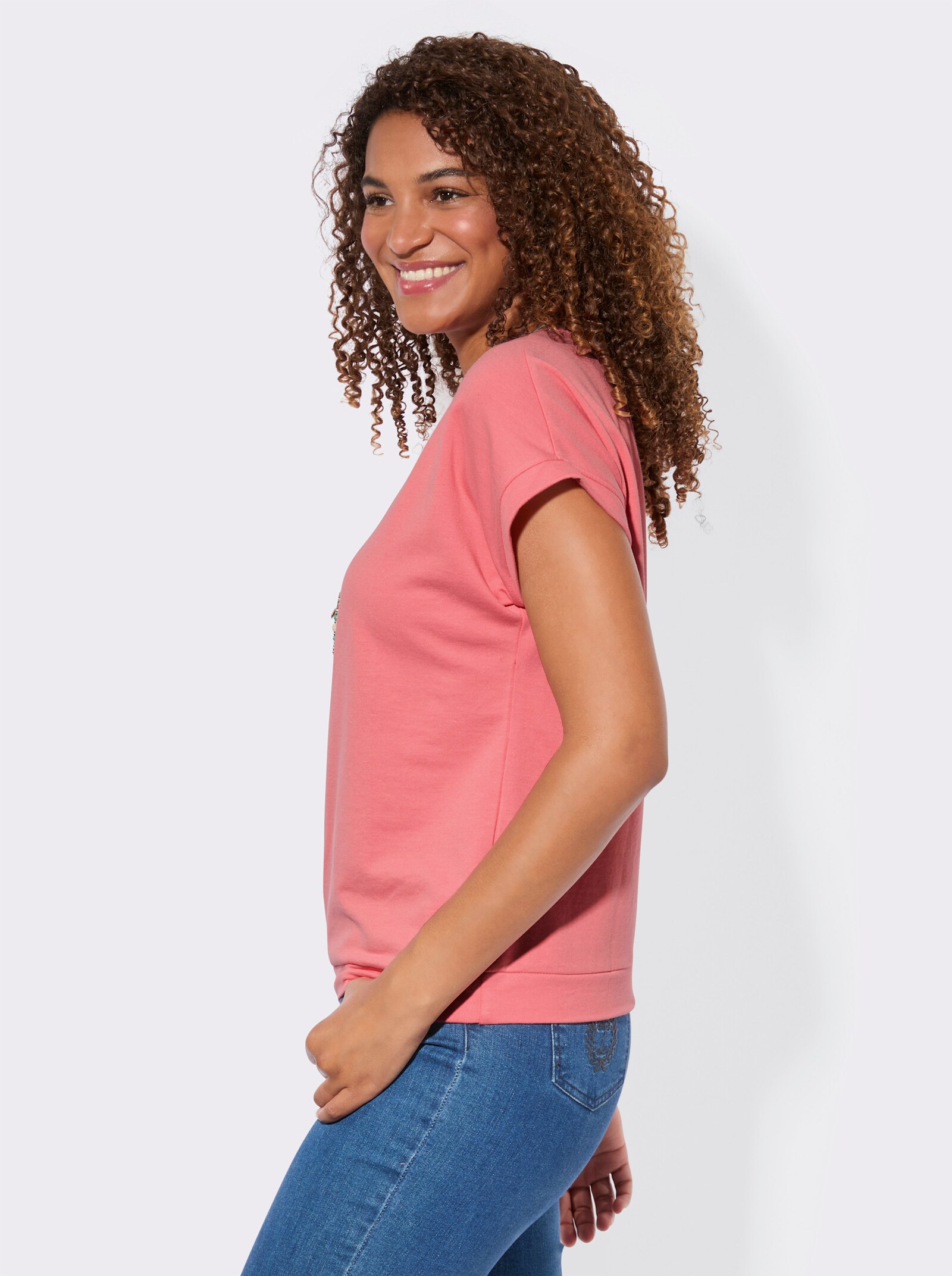 Sweatshirt im Baumwoll-Mix - flamingo