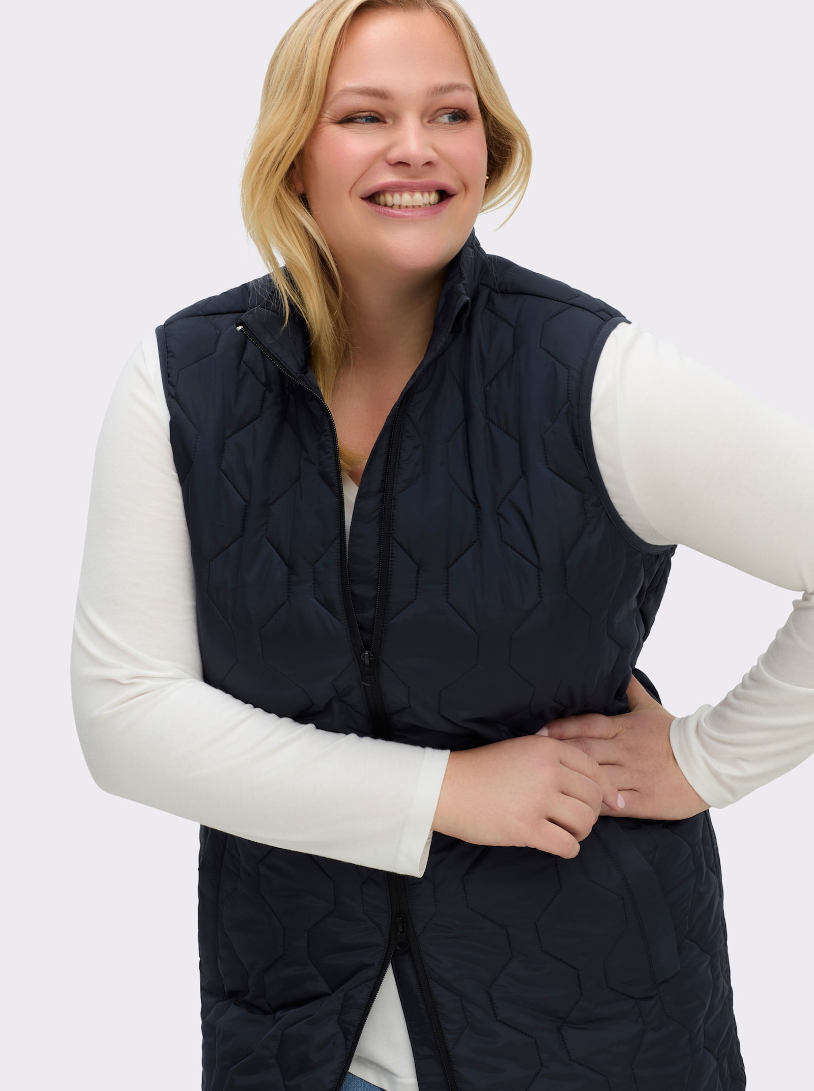 sheego Steppweste in langer Form - tiefblau