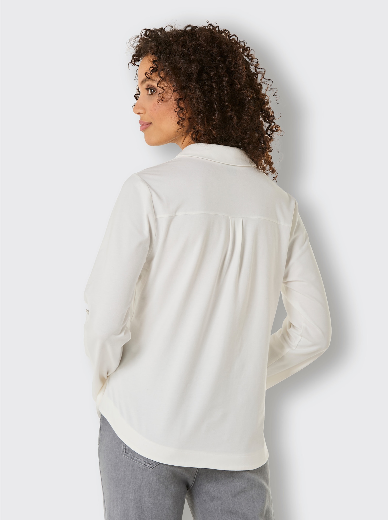 CREATION L PREMIUM Poloshirt Mit abgerundetem Saum - ecru