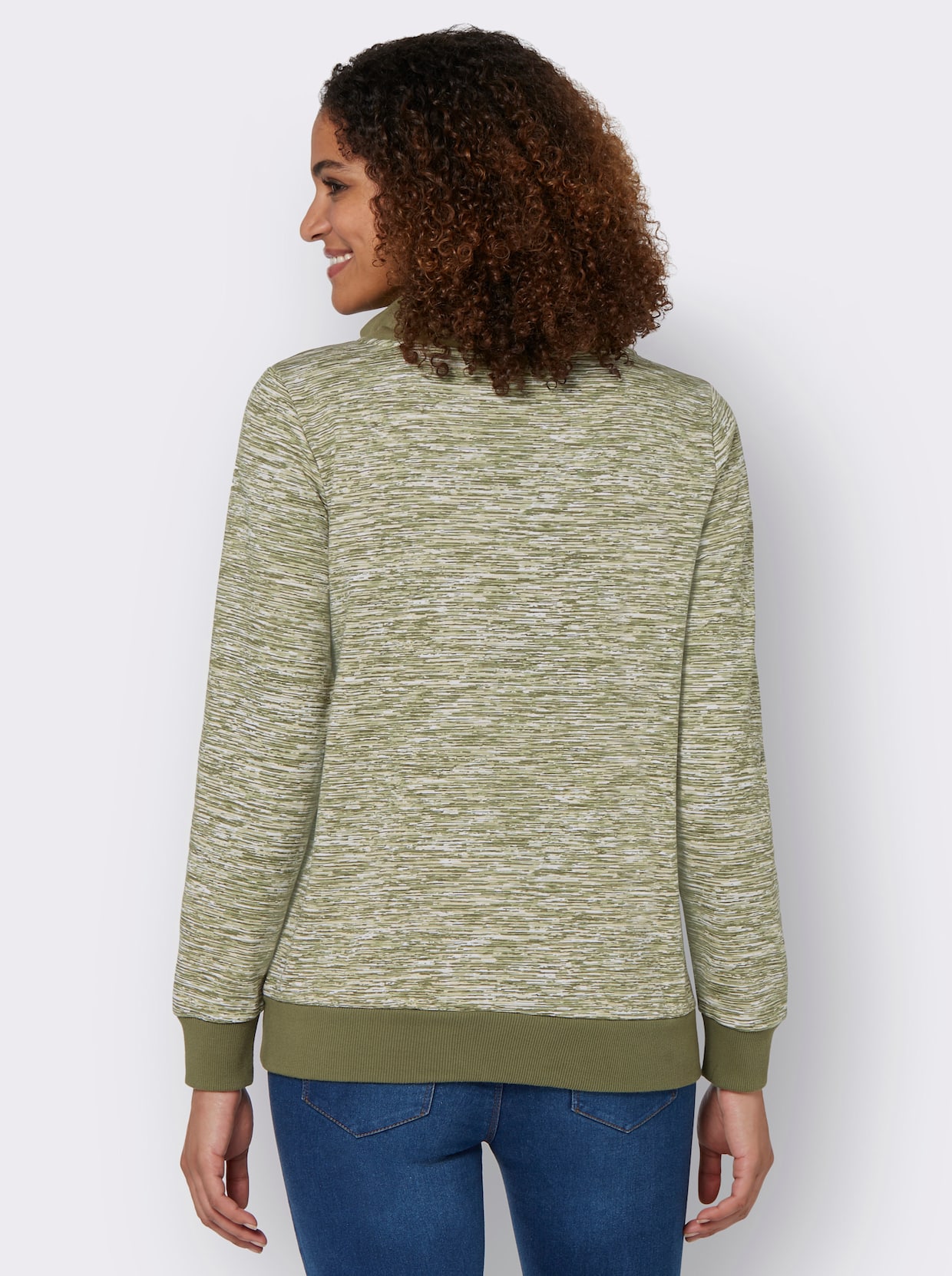 Sweatshirt - olive-weiß-meliert