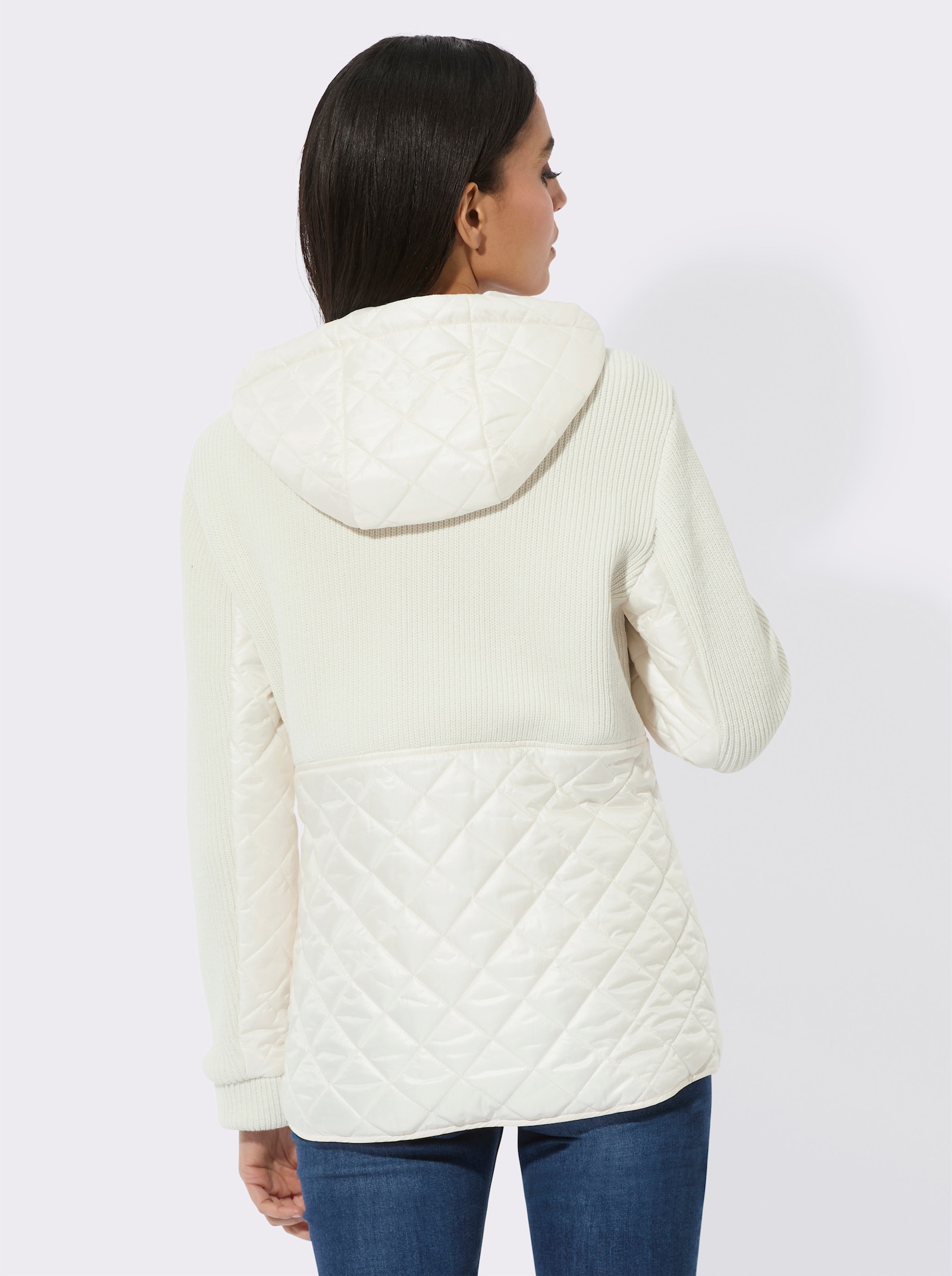 Winterjacke im Materialmix - ecru