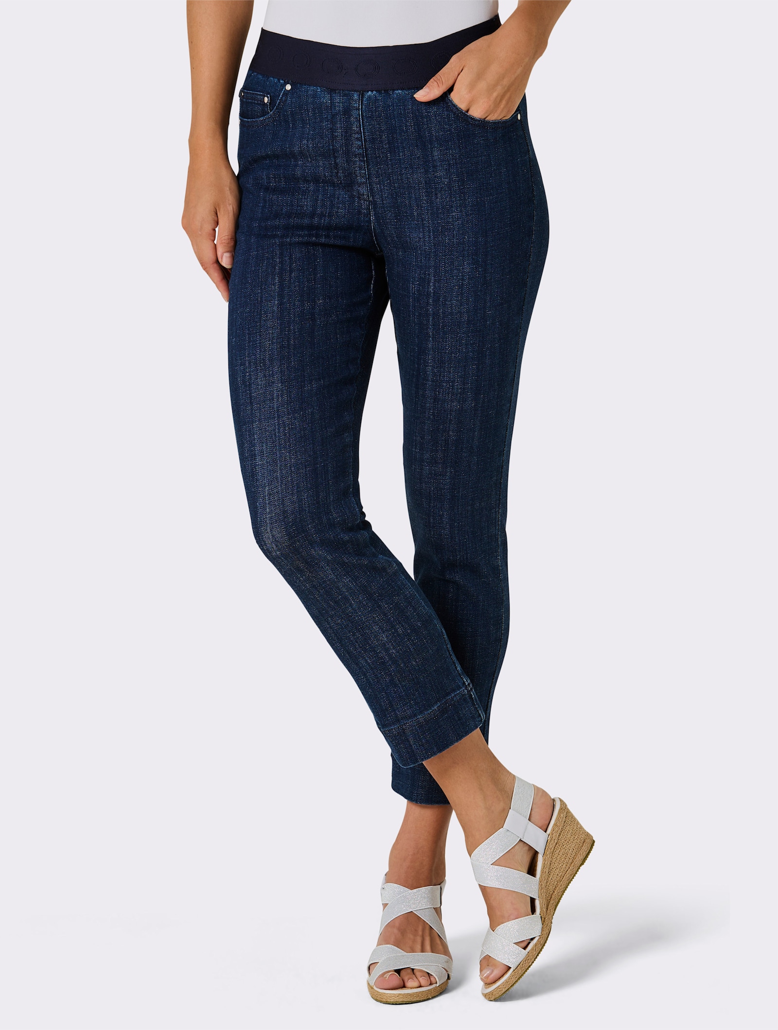 CREATION L PREMIUM Schlupfjeans im Materialmix mit Baumwolle und Lyocell - dark blue