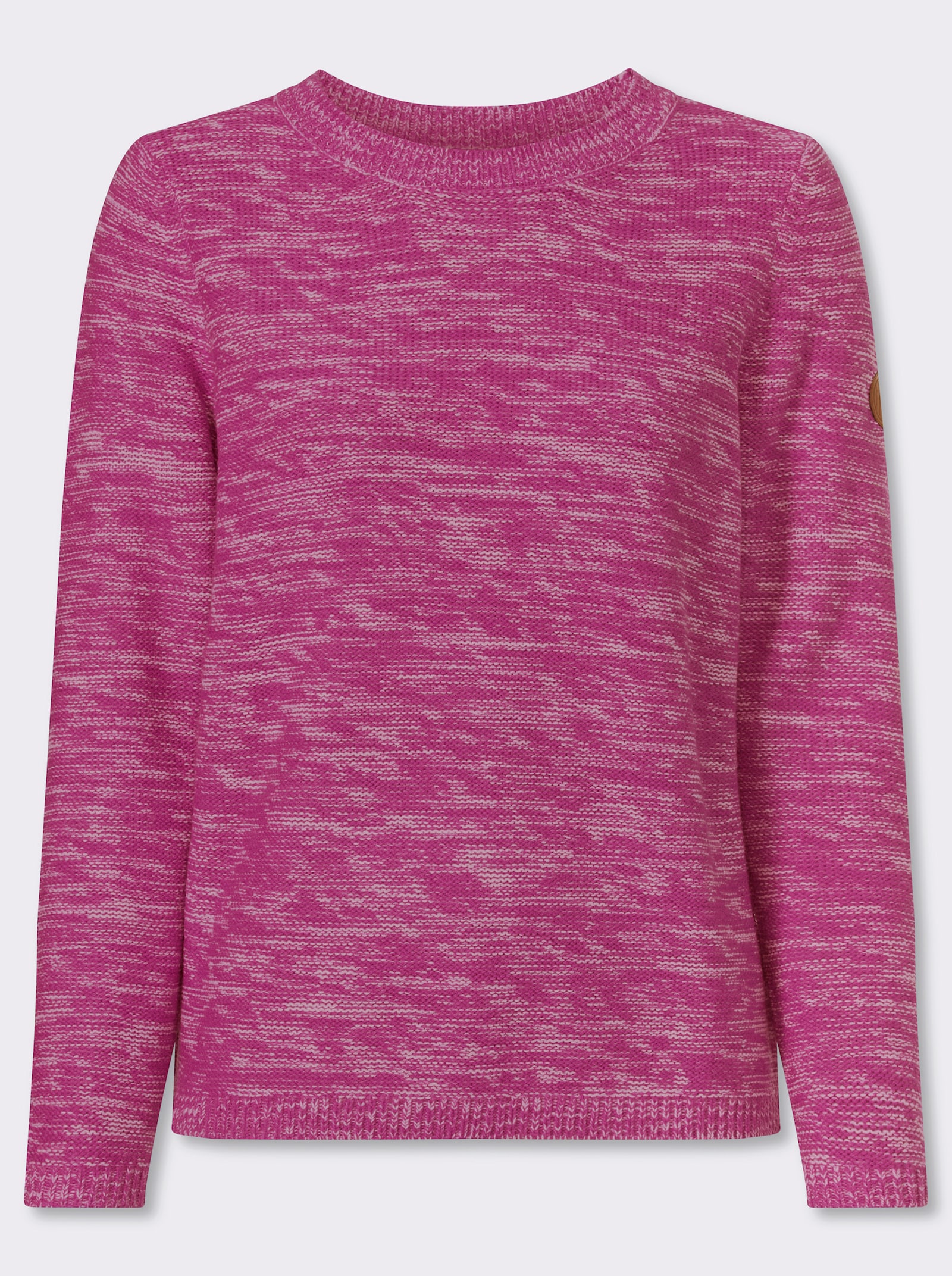 Langarm-Pullover aus Melange-Strick - magenta-meliert